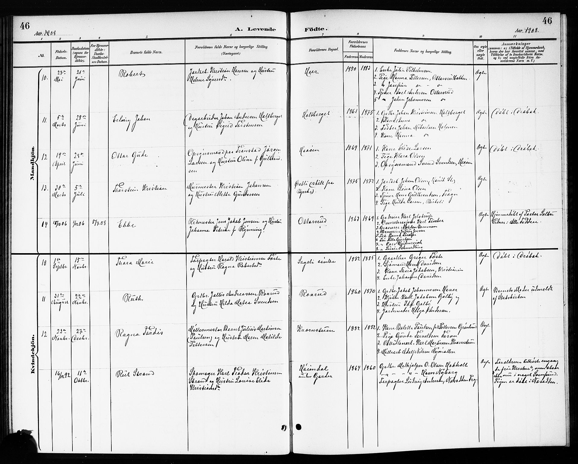 Drøbak prestekontor Kirkebøker, SAO/A-10142a/G/Gb/L0001: Parish register (copy) no. II 1, 1901-1919, p. 46