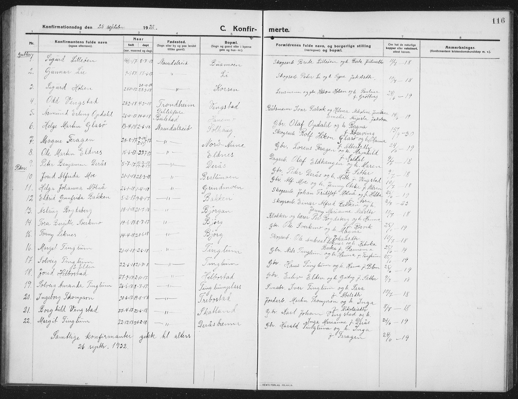 Ministerialprotokoller, klokkerbøker og fødselsregistre - Nord-Trøndelag, SAT/A-1458/742/L0413: Parish register (copy) no. 742C04, 1911-1938, p. 116