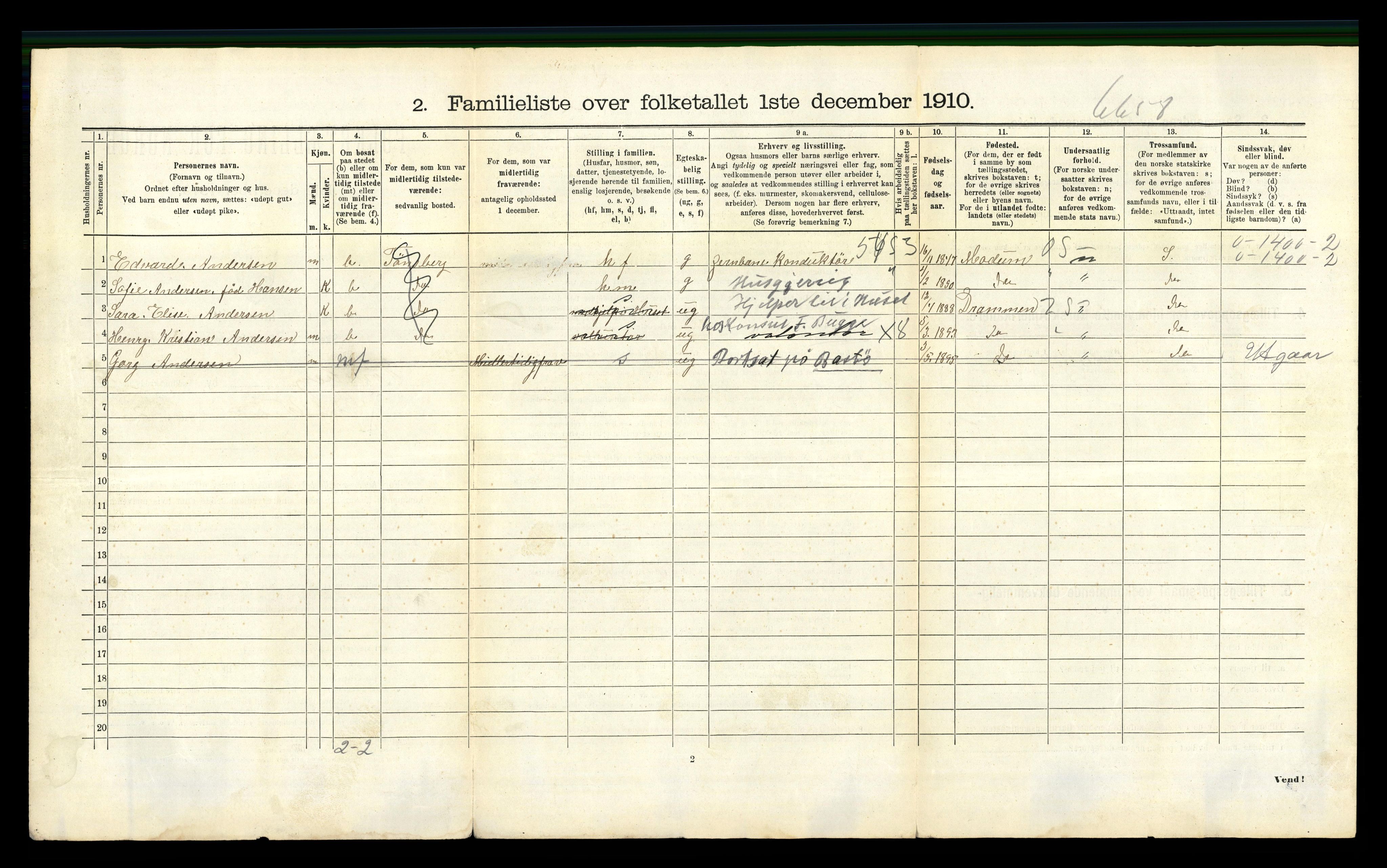 RA, 1910 census for Tønsberg, 1910, p. 4326