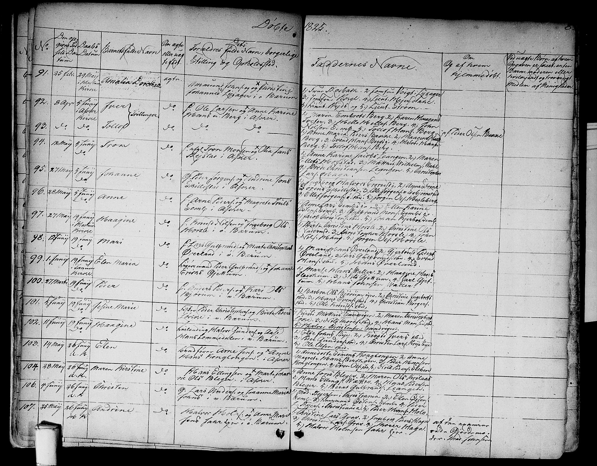 Asker prestekontor Kirkebøker, SAO/A-10256a/F/Fa/L0007: Parish register (official) no. I 7, 1825-1864, p. 8