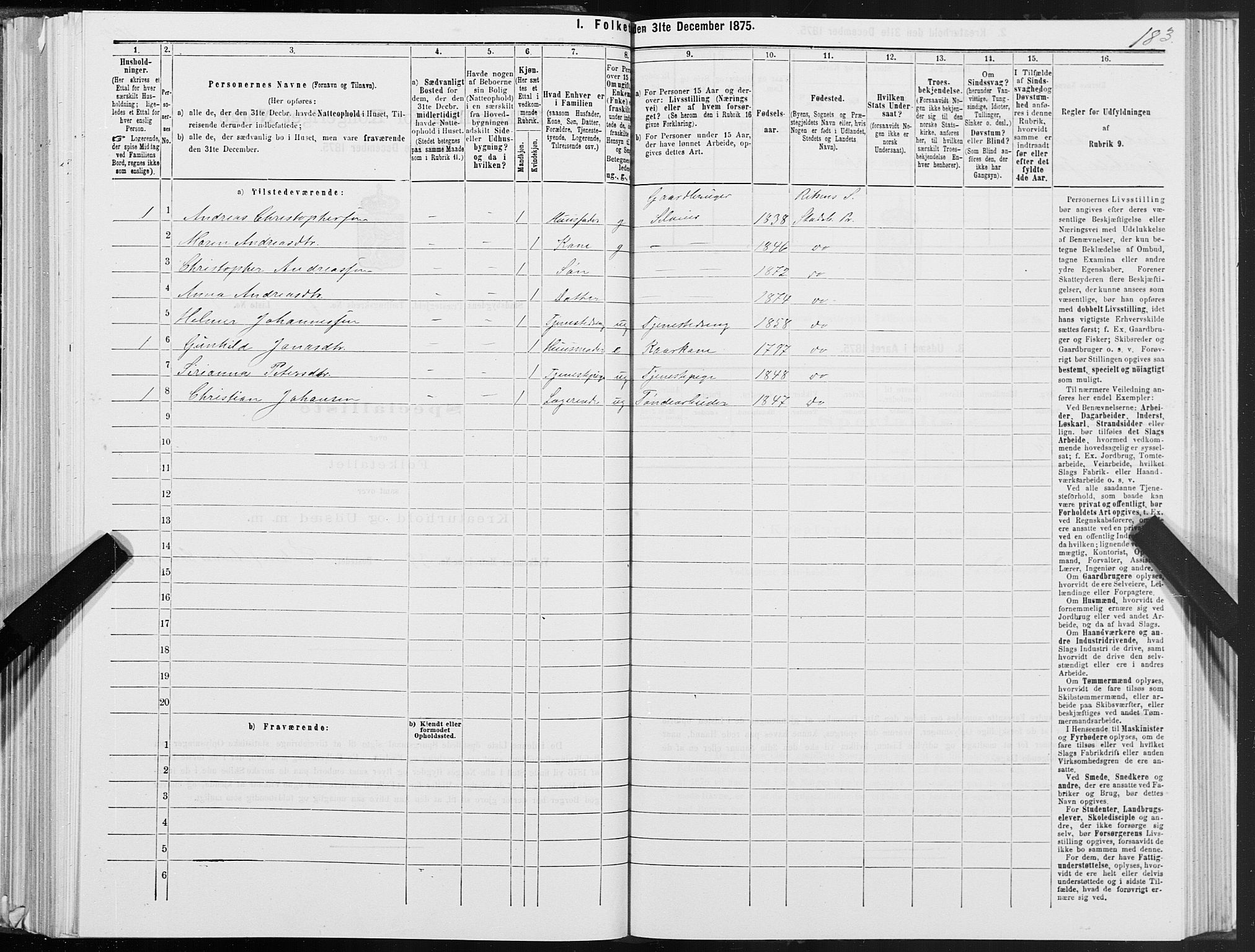 SAT, 1875 census for 1625P Stadsbygd, 1875, p. 4183