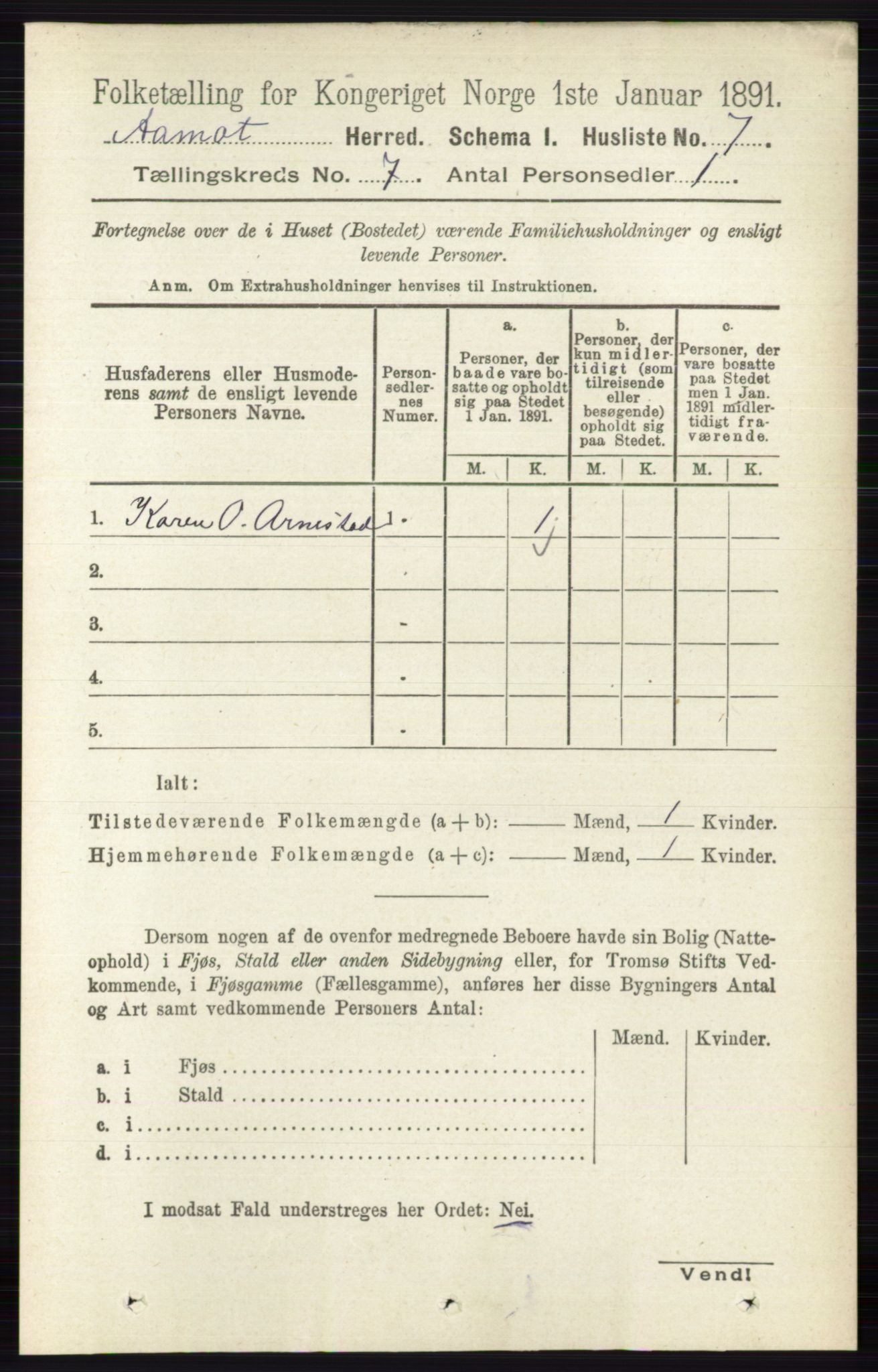 RA, 1891 census for 0429 Åmot, 1891, p. 2842