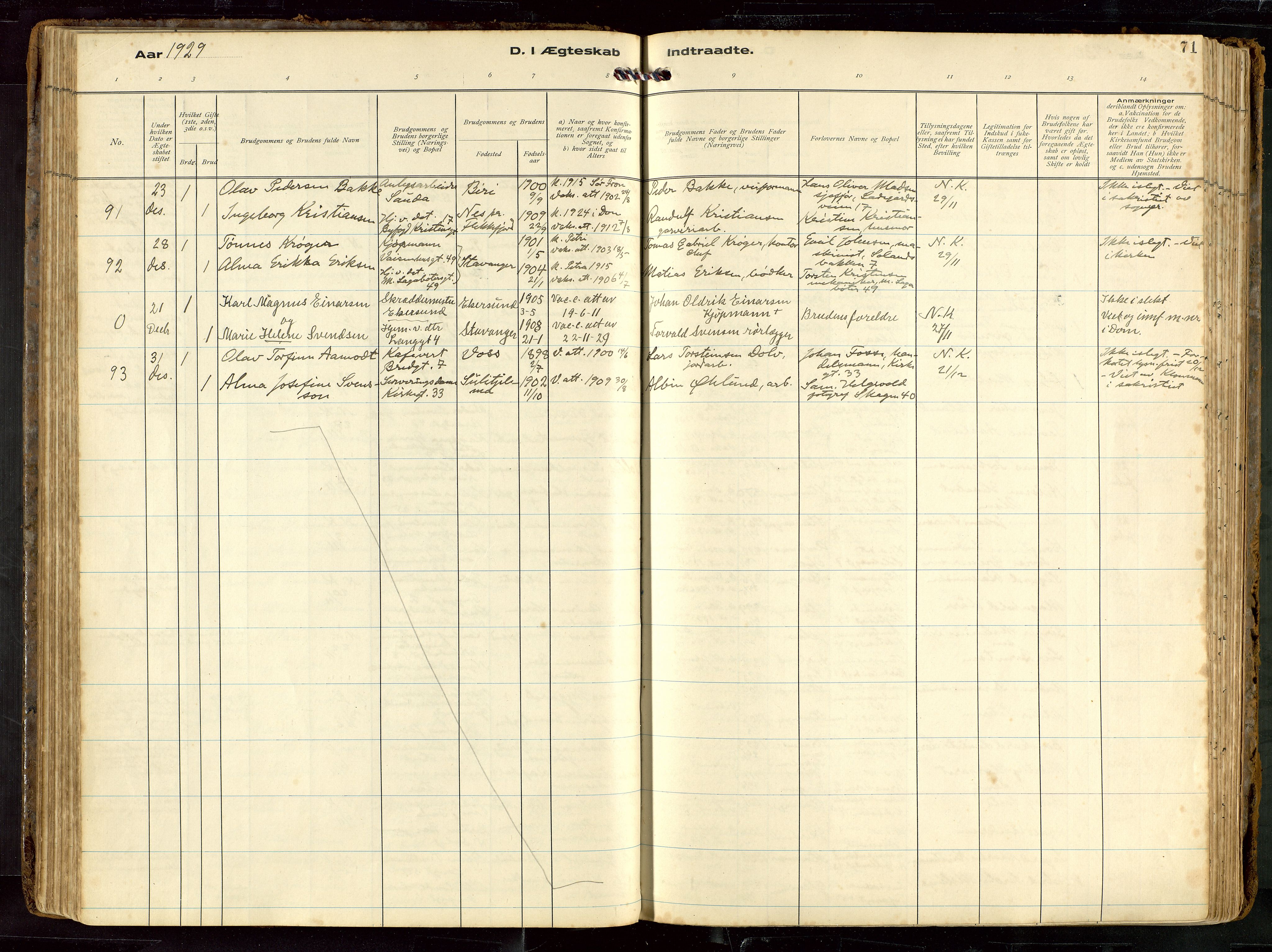 St. Petri sokneprestkontor, AV/SAST-A-101813/002/D/L0002: Parish register (official) no. A 27, 1921-1942, p. 71