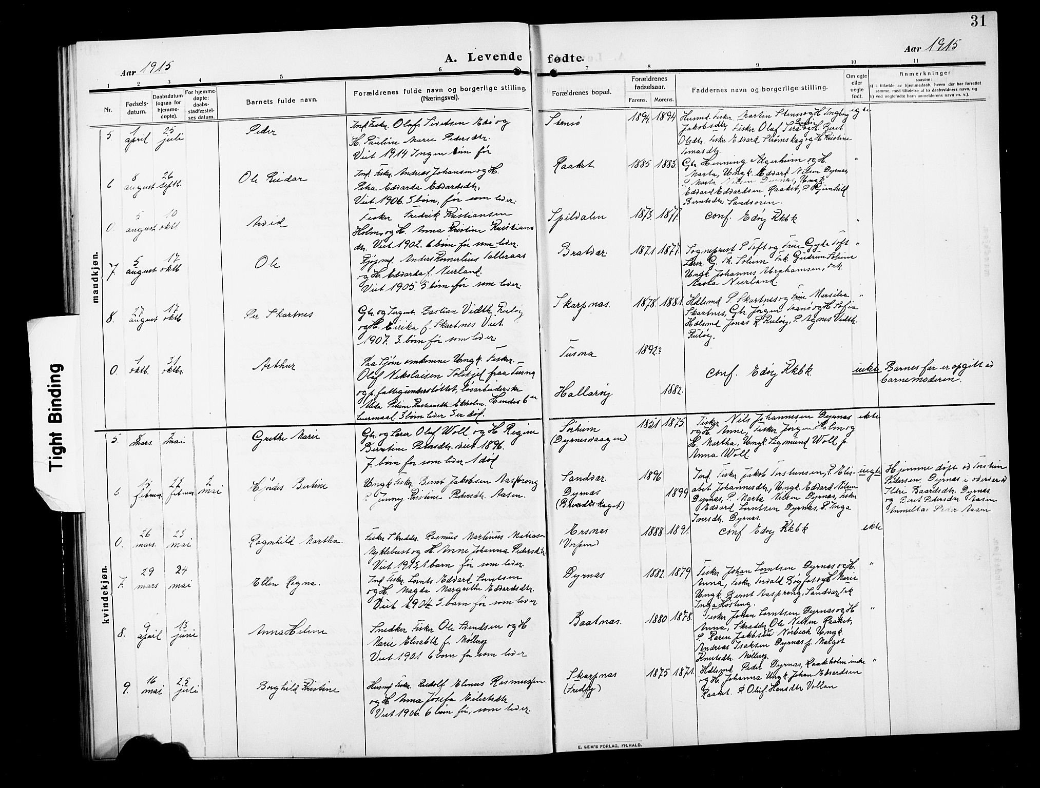 Ministerialprotokoller, klokkerbøker og fødselsregistre - Møre og Romsdal, AV/SAT-A-1454/582/L0949: Parish register (copy) no. 582C01, 1909-1925, p. 31