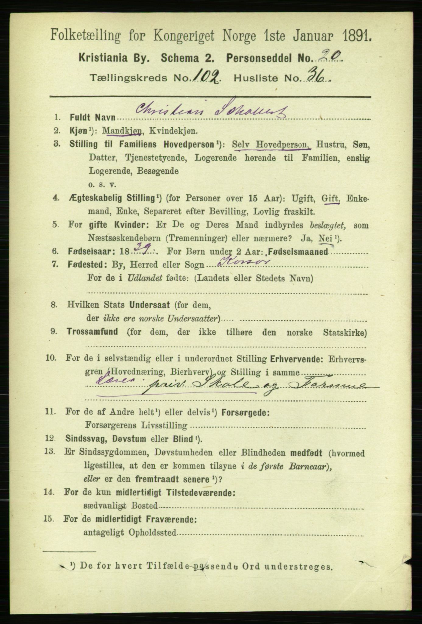 RA, 1891 census for 0301 Kristiania, 1891, p. 51307