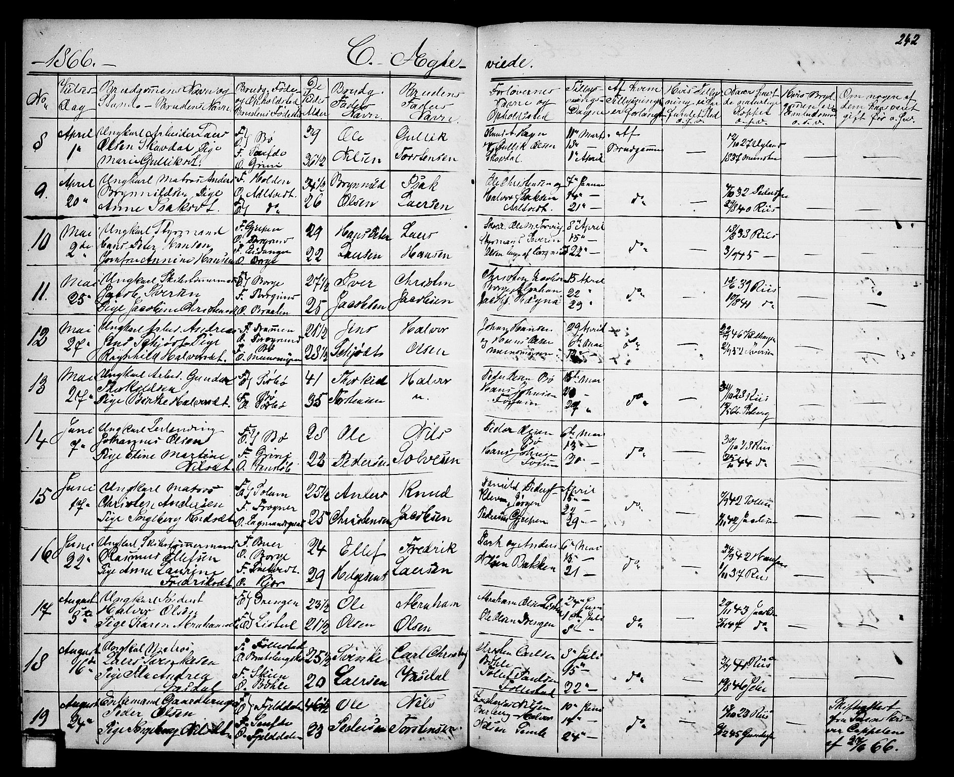 Gjerpen kirkebøker, AV/SAKO-A-265/G/Ga/L0001: Parish register (copy) no. I 1, 1864-1882, p. 242