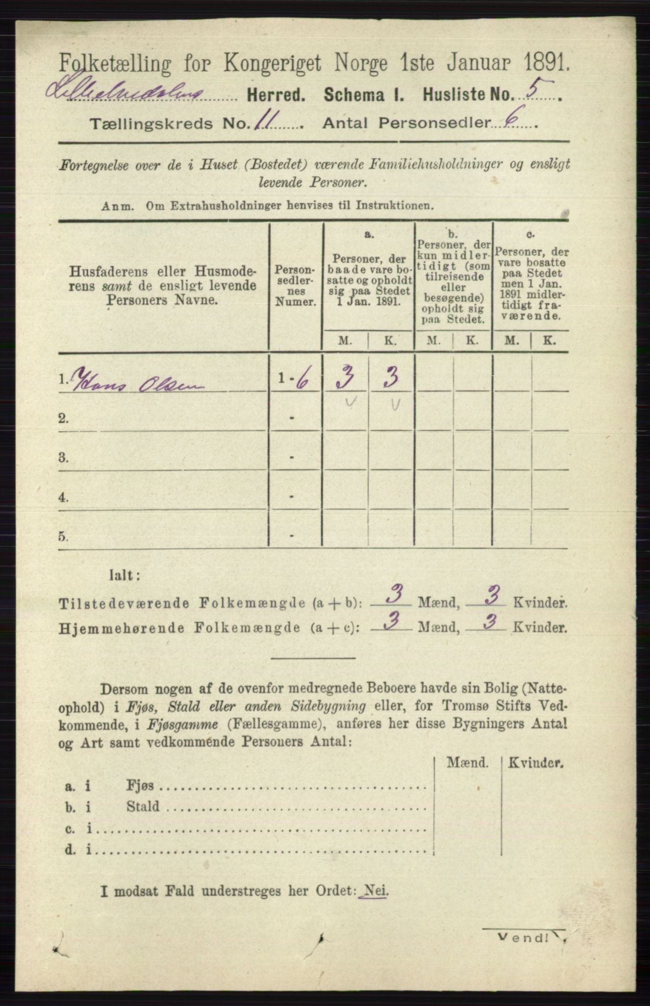 RA, 1891 census for 0438 Lille Elvedalen, 1891, p. 3778