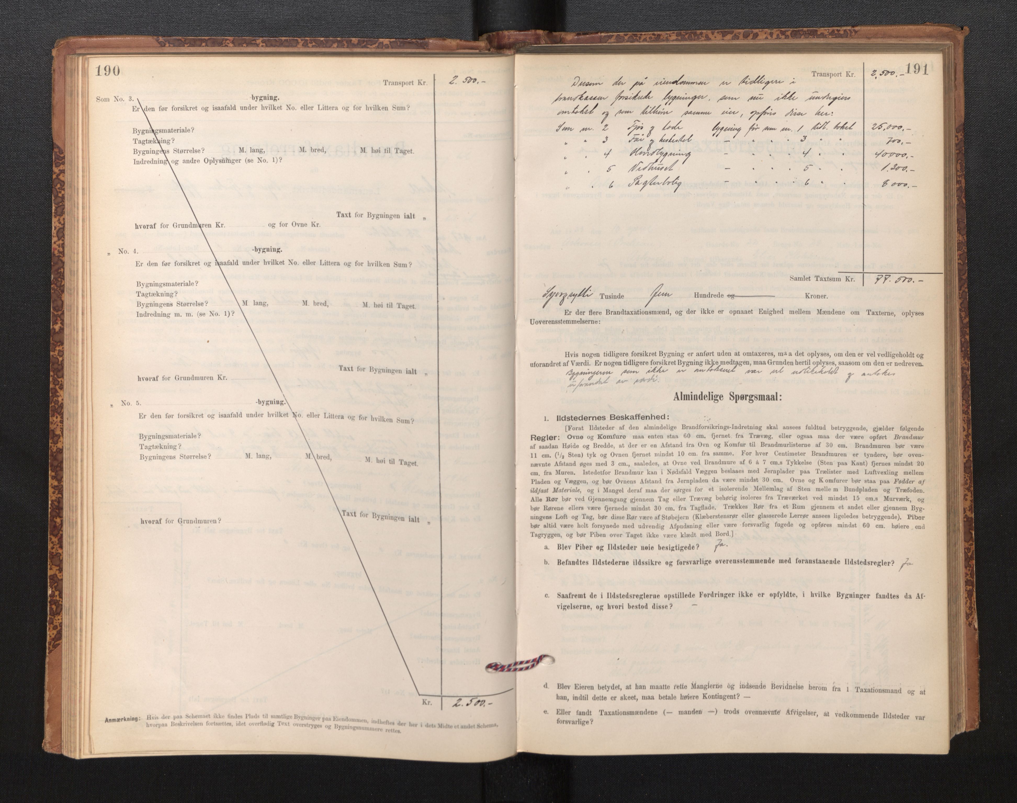 Lensmannen i Askvoll, AV/SAB-A-26301/0012/L0004: Branntakstprotokoll, skjematakst og liste over branntakstmenn, 1895-1932, p. 190-191