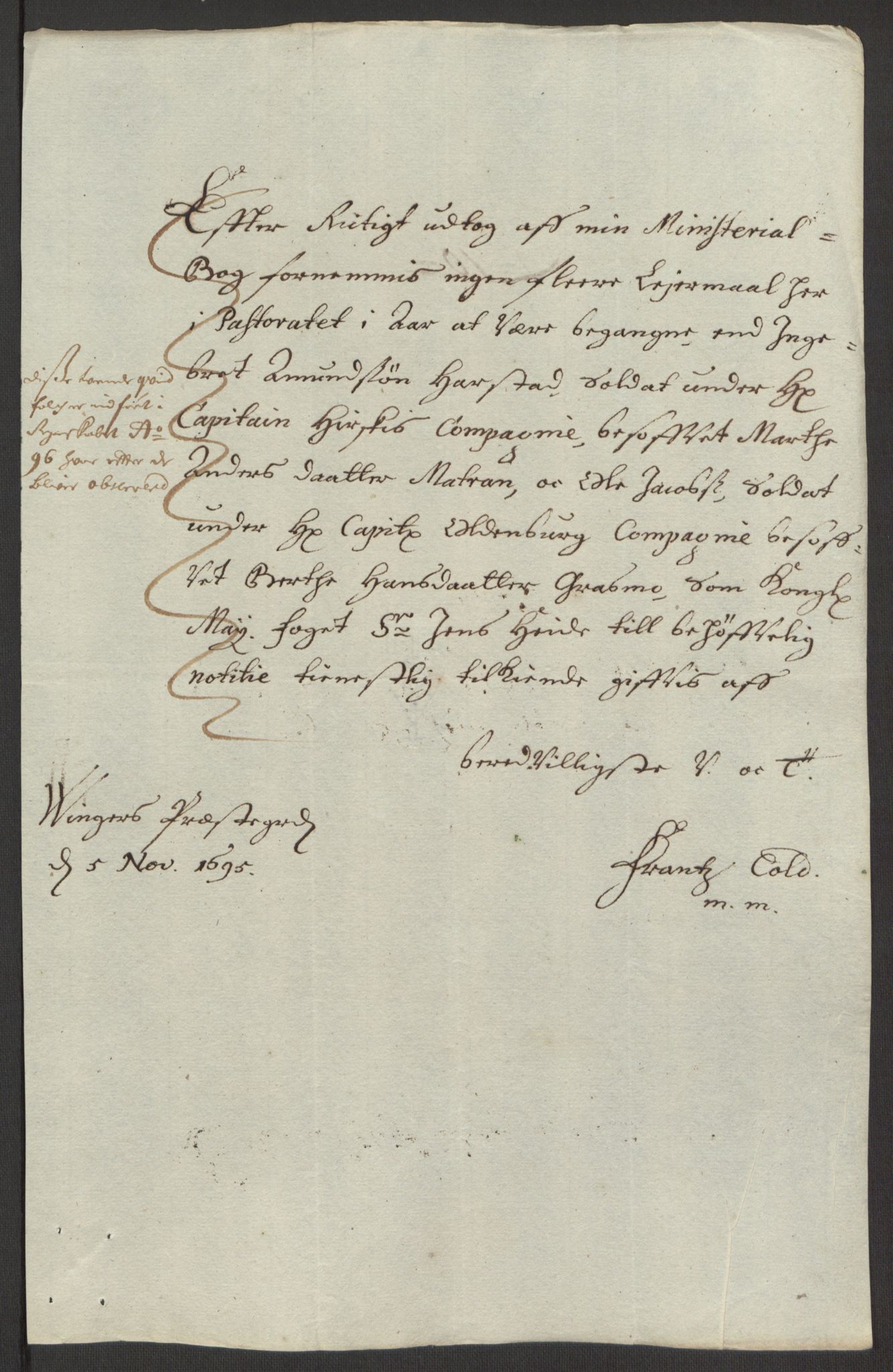 Rentekammeret inntil 1814, Reviderte regnskaper, Fogderegnskap, AV/RA-EA-4092/R13/L0833: Fogderegnskap Solør, Odal og Østerdal, 1695, p. 191