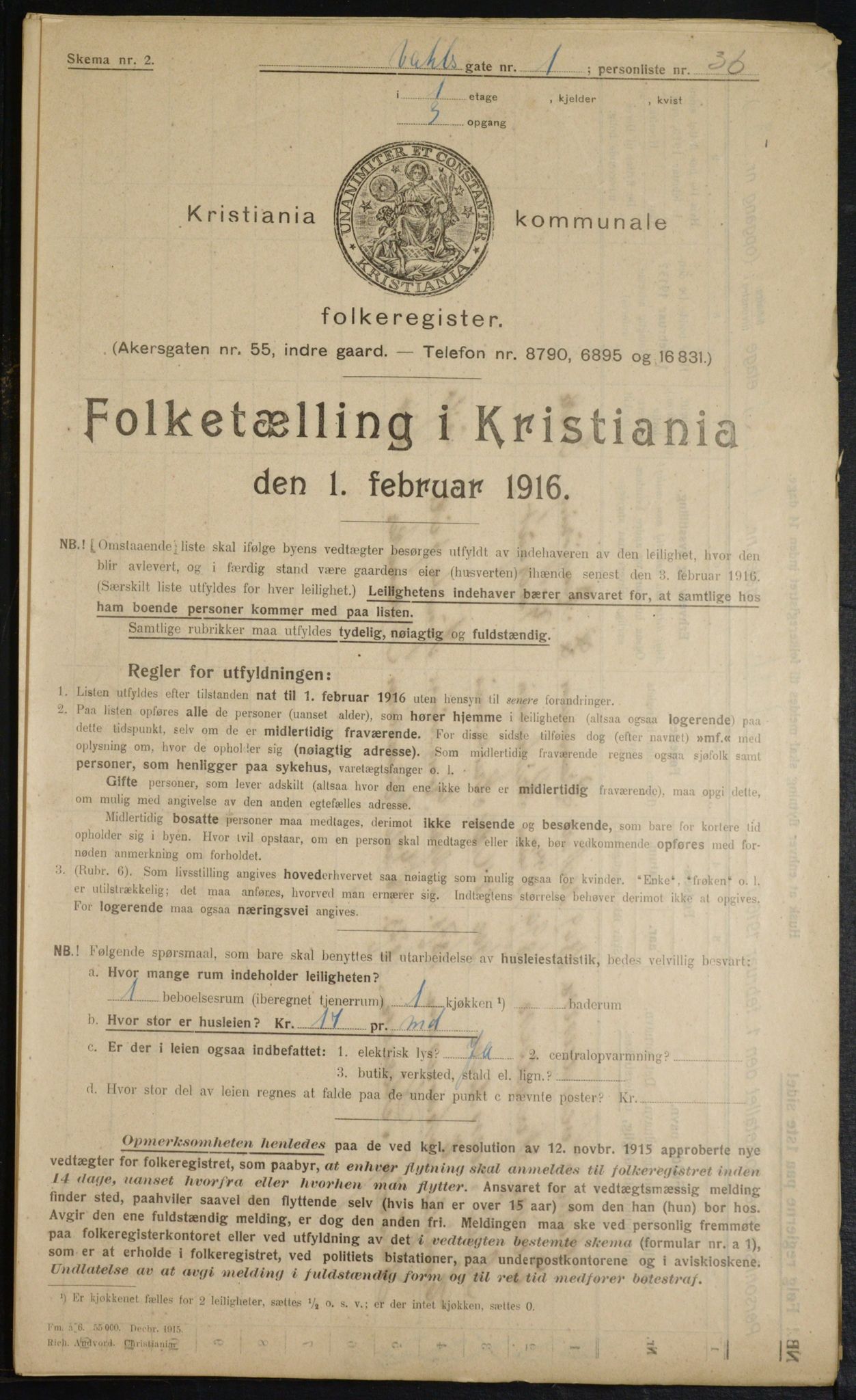 OBA, Municipal Census 1916 for Kristiania, 1916, p. 125142