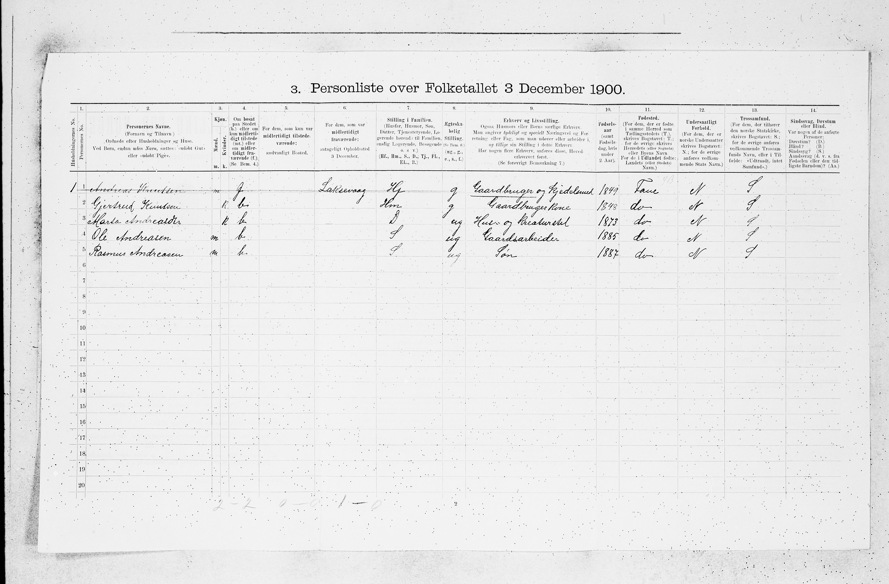 SAB, 1900 census for Askøy, 1900, p. 707