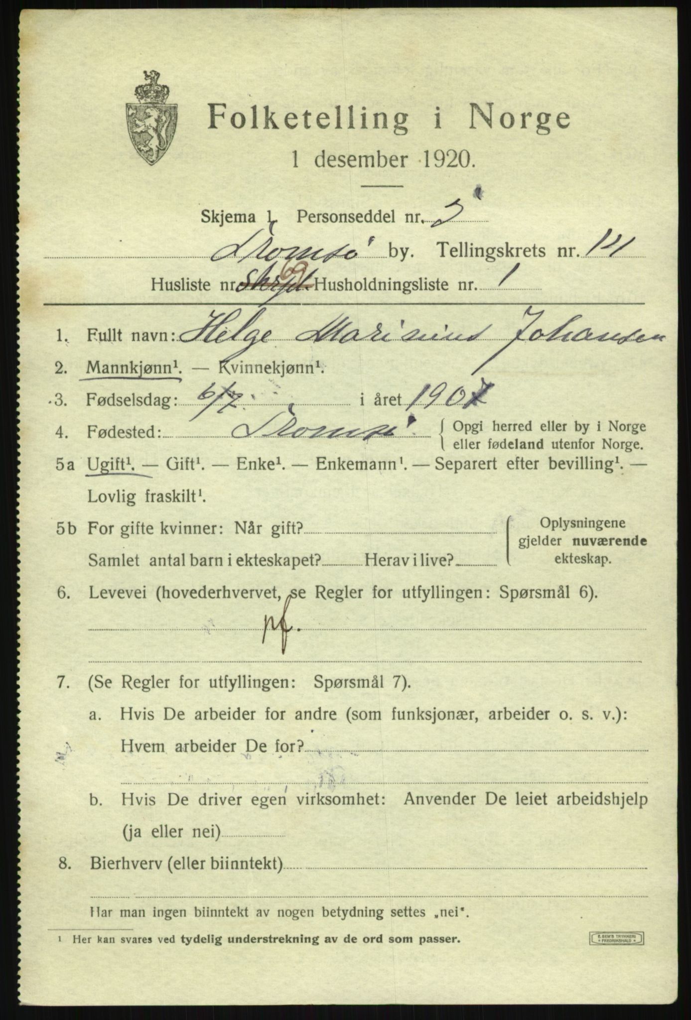 SATØ, 1920 census for Tromsø, 1920, p. 27928