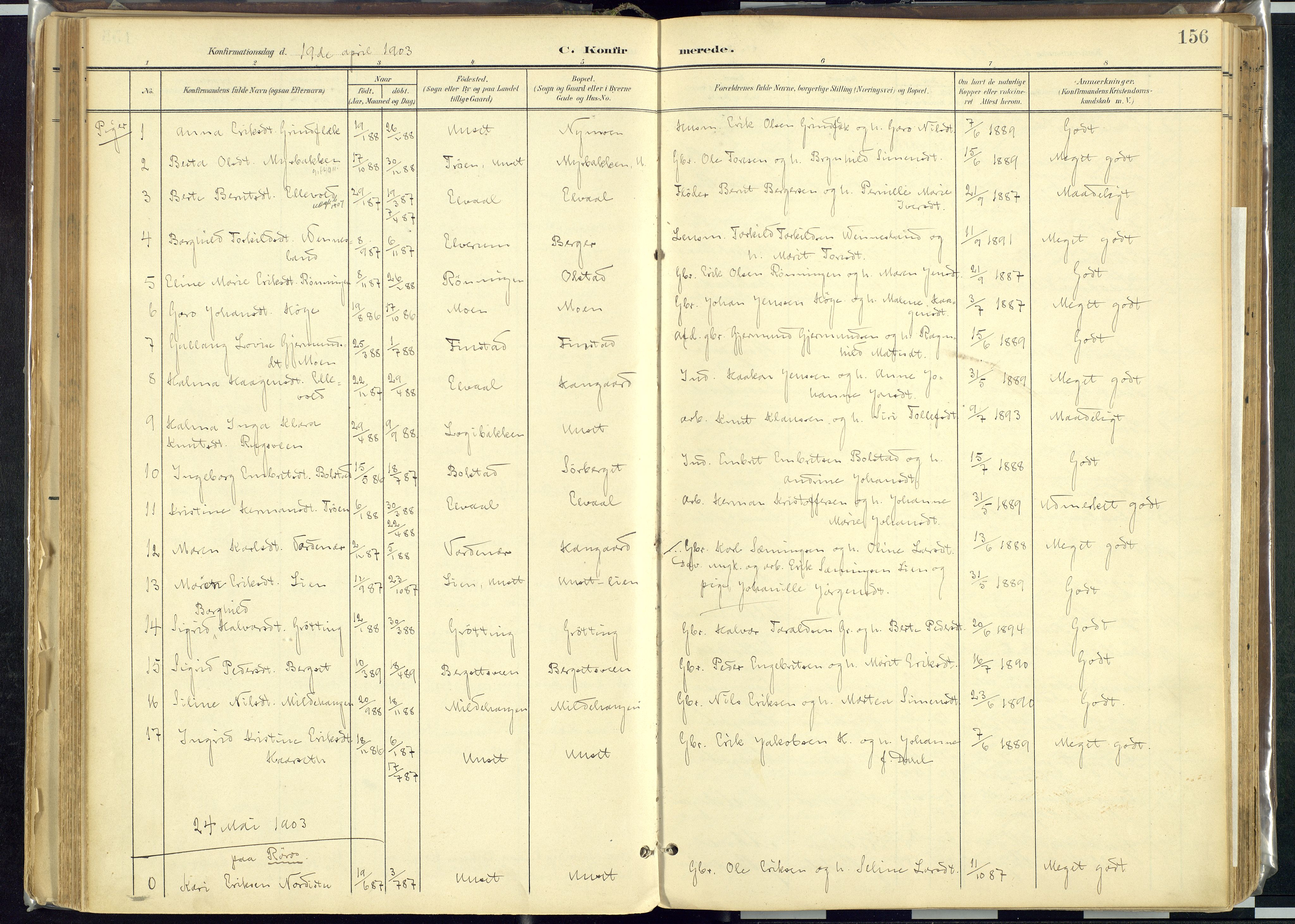 Rendalen prestekontor, AV/SAH-PREST-054/H/Ha/Haa/L0012: Parish register (official) no. 12, 1901-1928, p. 156