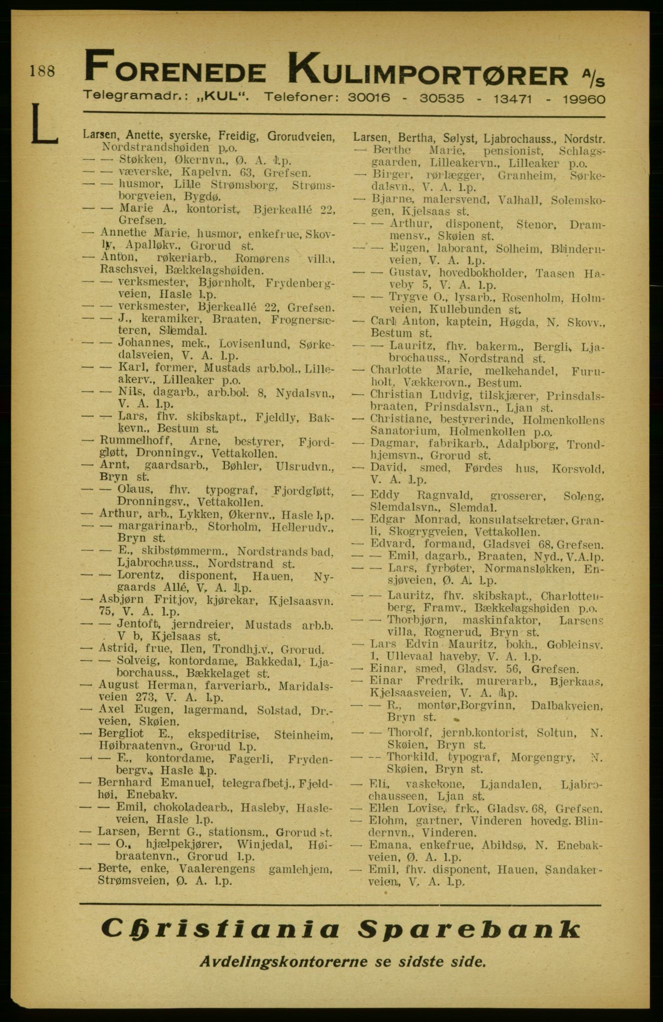 Aker adressebok/adressekalender, PUBL/001/A/002: Akers adressekalender, 1922, p. 188
