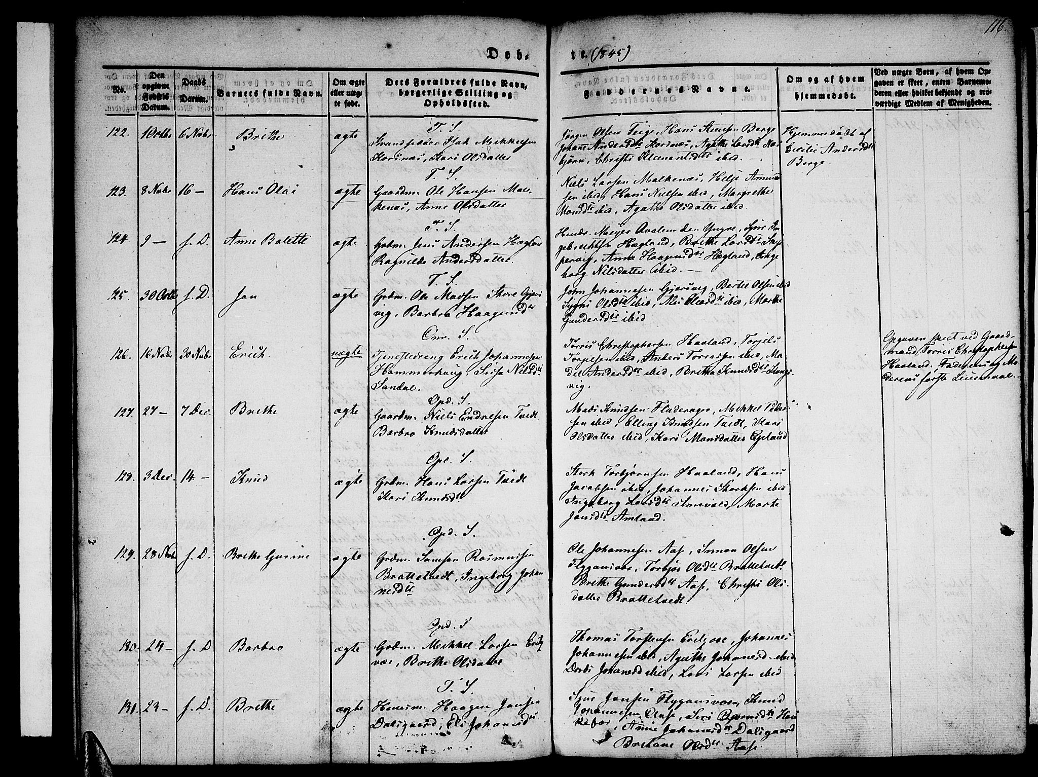 Tysnes sokneprestembete, AV/SAB-A-78601/H/Haa: Parish register (official) no. A 9, 1837-1848, p. 116