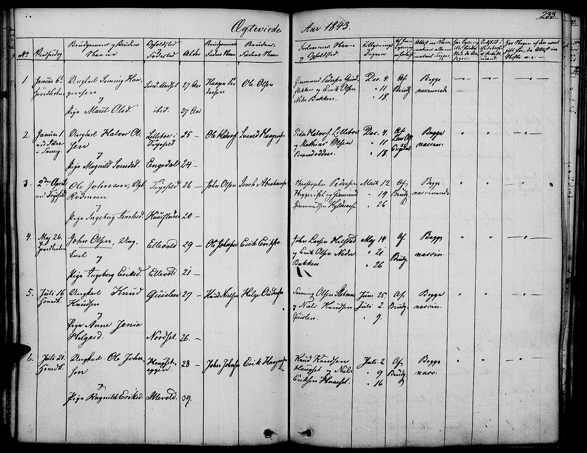 Rendalen prestekontor, SAH/PREST-054/H/Ha/Haa/L0004: Parish register (official) no. 4, 1829-1852, p. 233