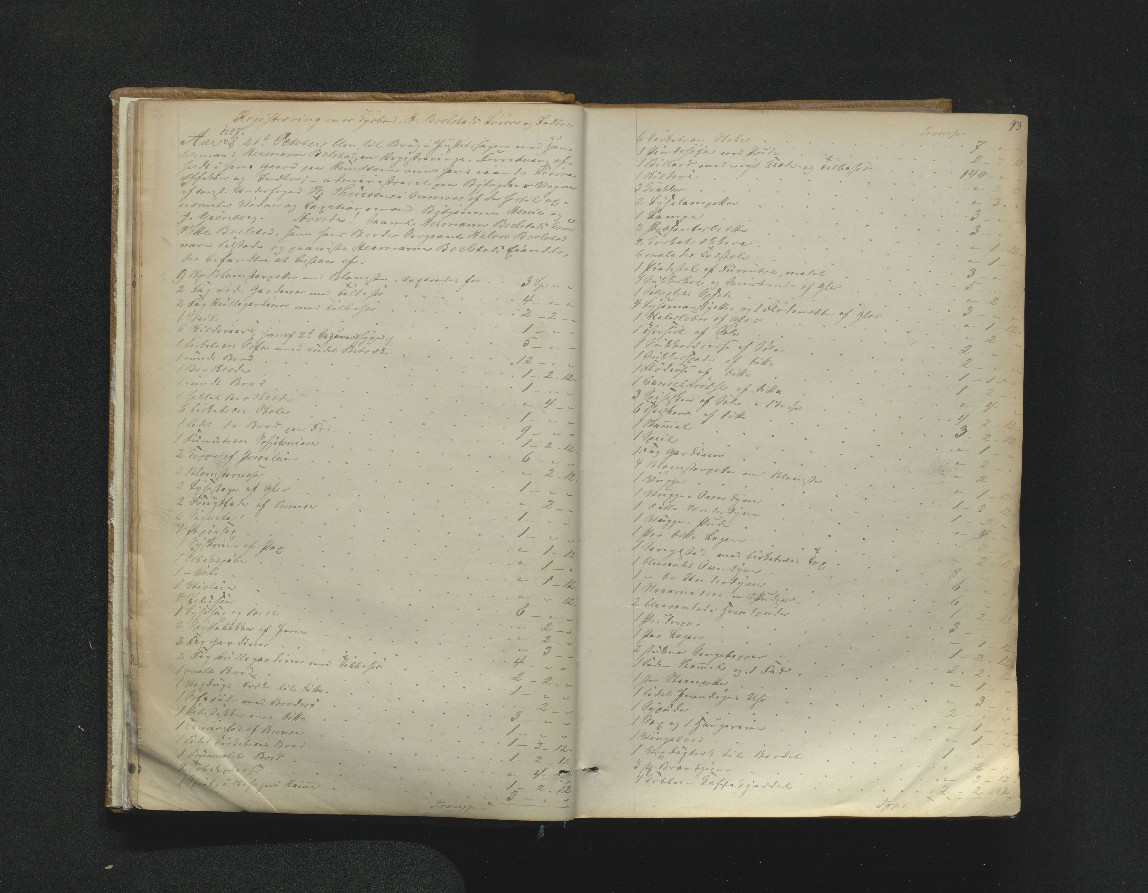 Drammen byfogd, AV/SAKO-A-222/H/Hb/Hbb/L0001: Registreringsprotokoll., 1857-1867