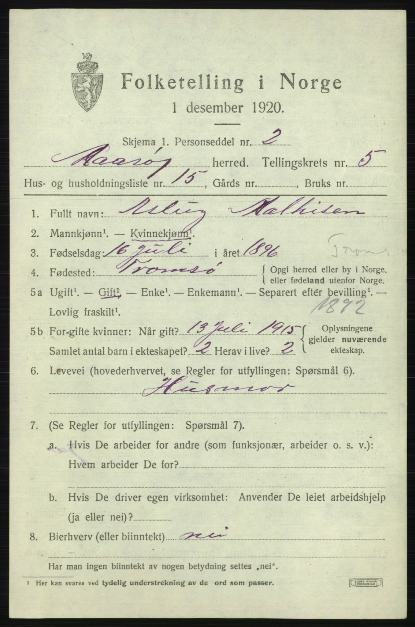 SATØ, 1920 census for Måsøy, 1920, p. 2626