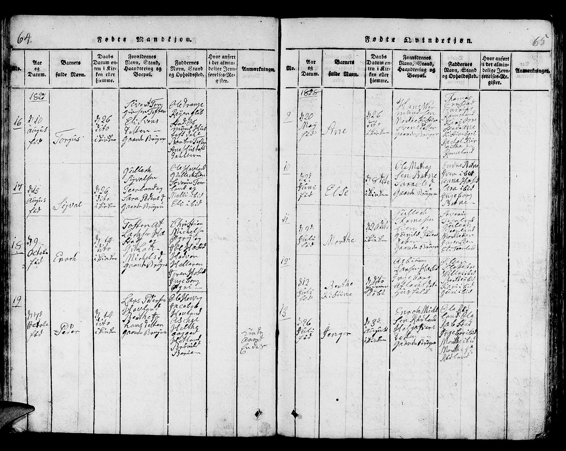 Helleland sokneprestkontor, SAST/A-101810: Parish register (copy) no. B 1, 1815-1841, p. 64-65