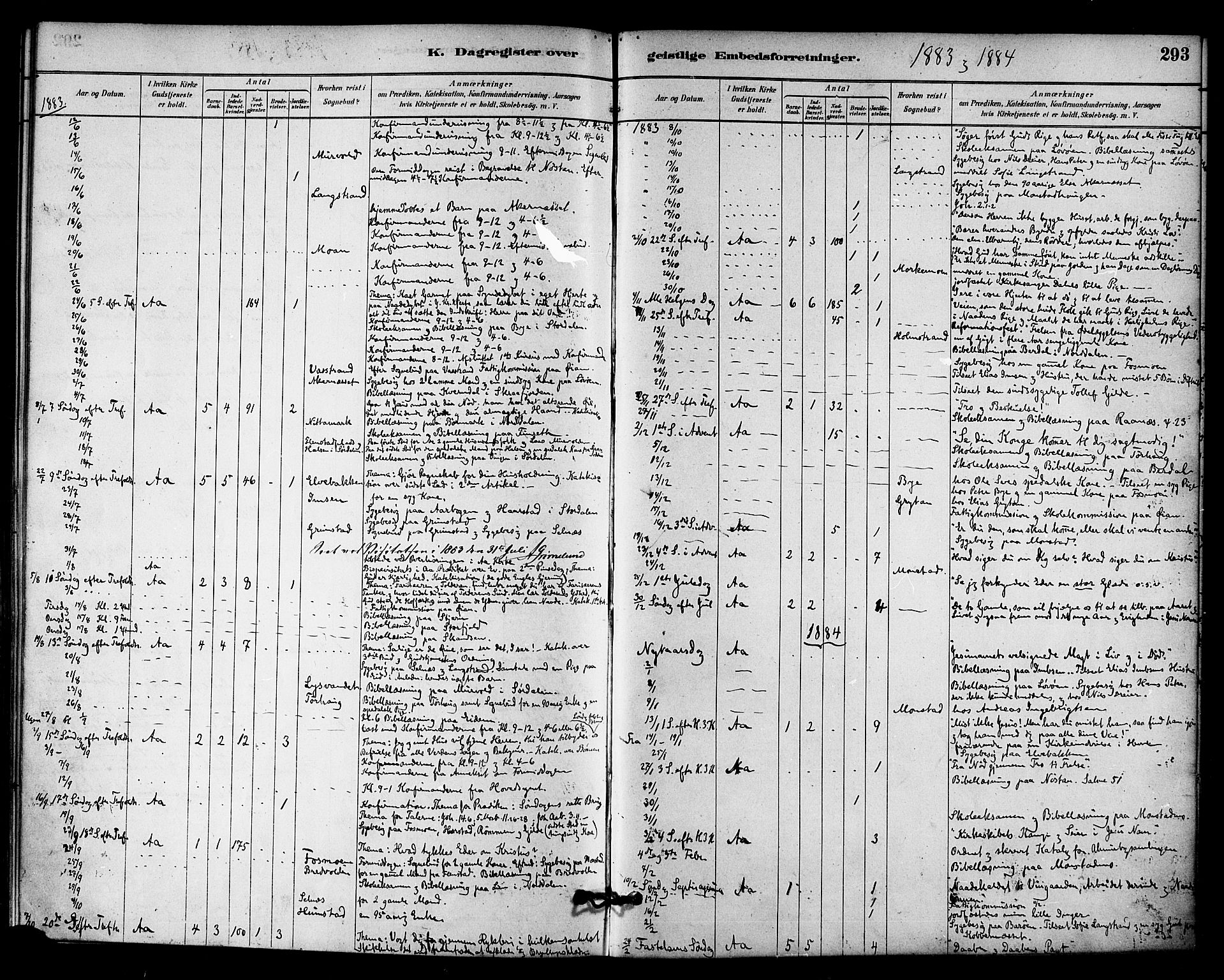 Ministerialprotokoller, klokkerbøker og fødselsregistre - Sør-Trøndelag, SAT/A-1456/655/L0680: Parish register (official) no. 655A09, 1880-1894, p. 293