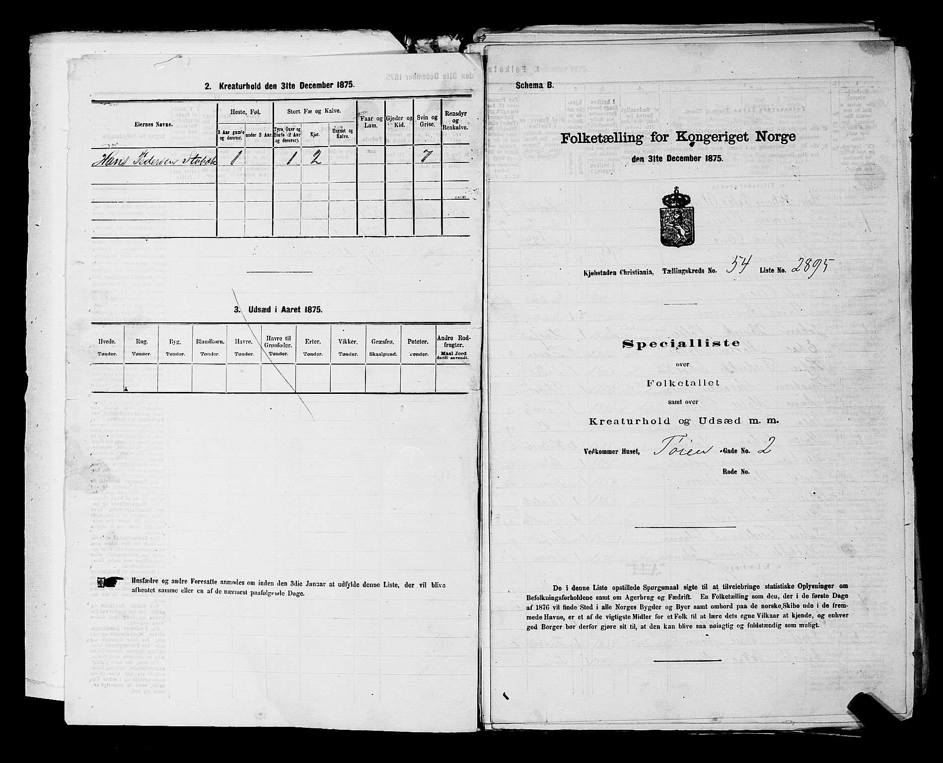 RA, 1875 census for 0301 Kristiania, 1875, p. 8139