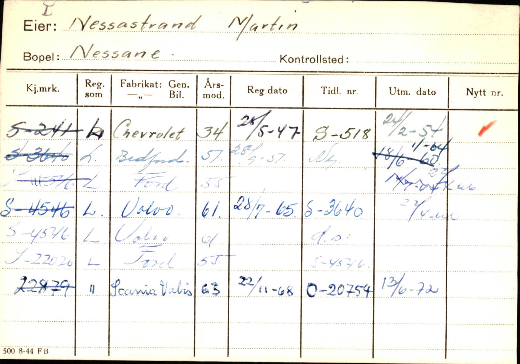 Statens vegvesen, Sogn og Fjordane vegkontor, AV/SAB-A-5301/4/F/L0132: Eigarregister Askvoll A-Å. Balestrand A-Å, 1945-1975, p. 2182