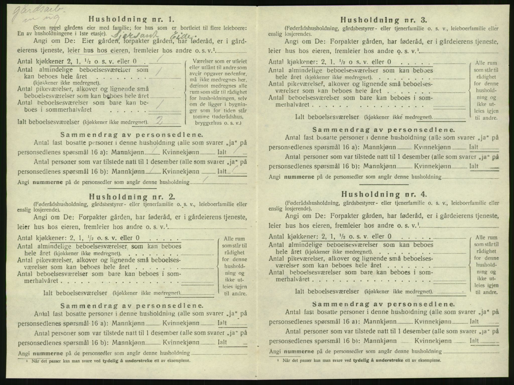 SAT, 1920 census for Frosta, 1920, p. 1009