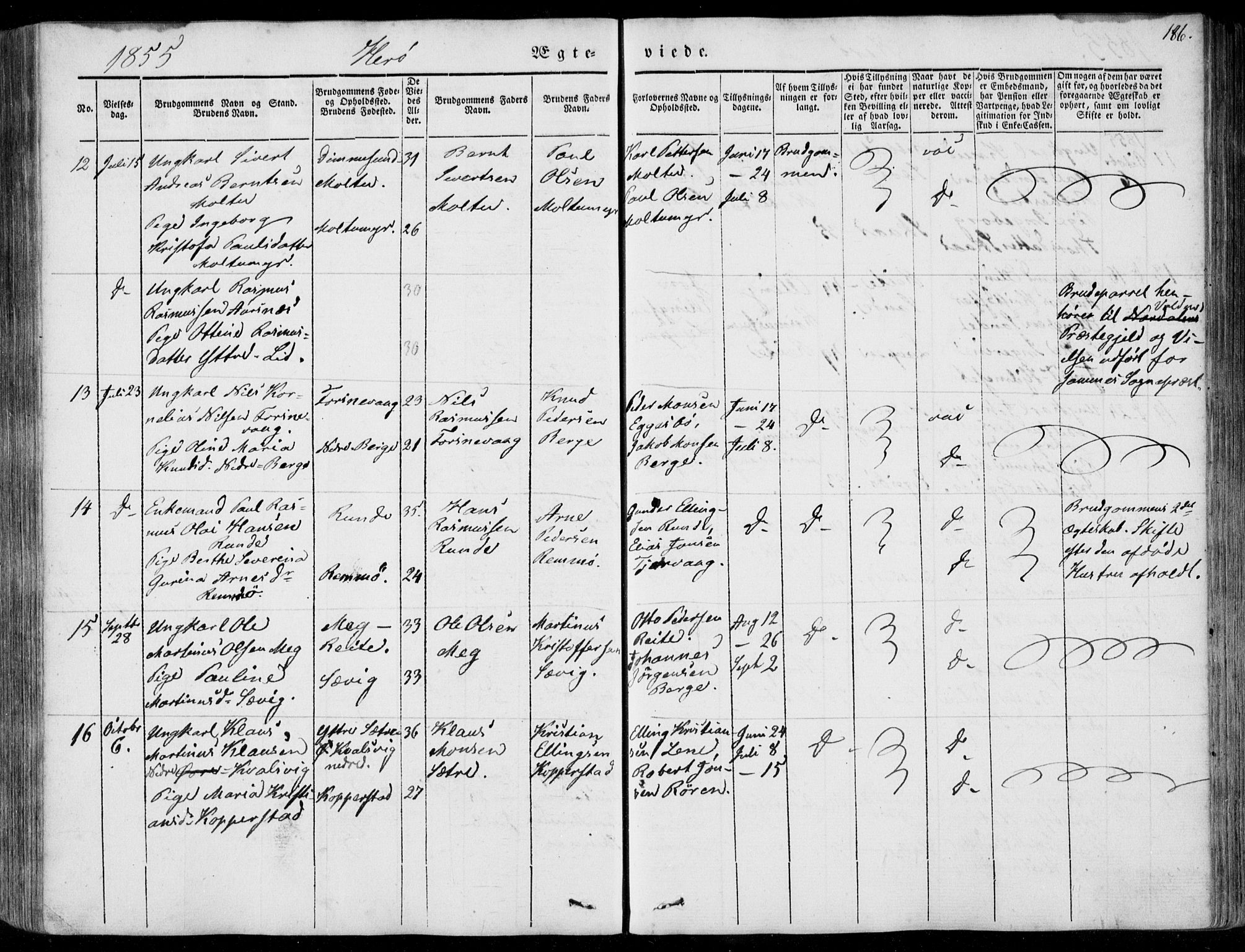 Ministerialprotokoller, klokkerbøker og fødselsregistre - Møre og Romsdal, AV/SAT-A-1454/507/L0070: Parish register (official) no. 507A05, 1842-1873, p. 186