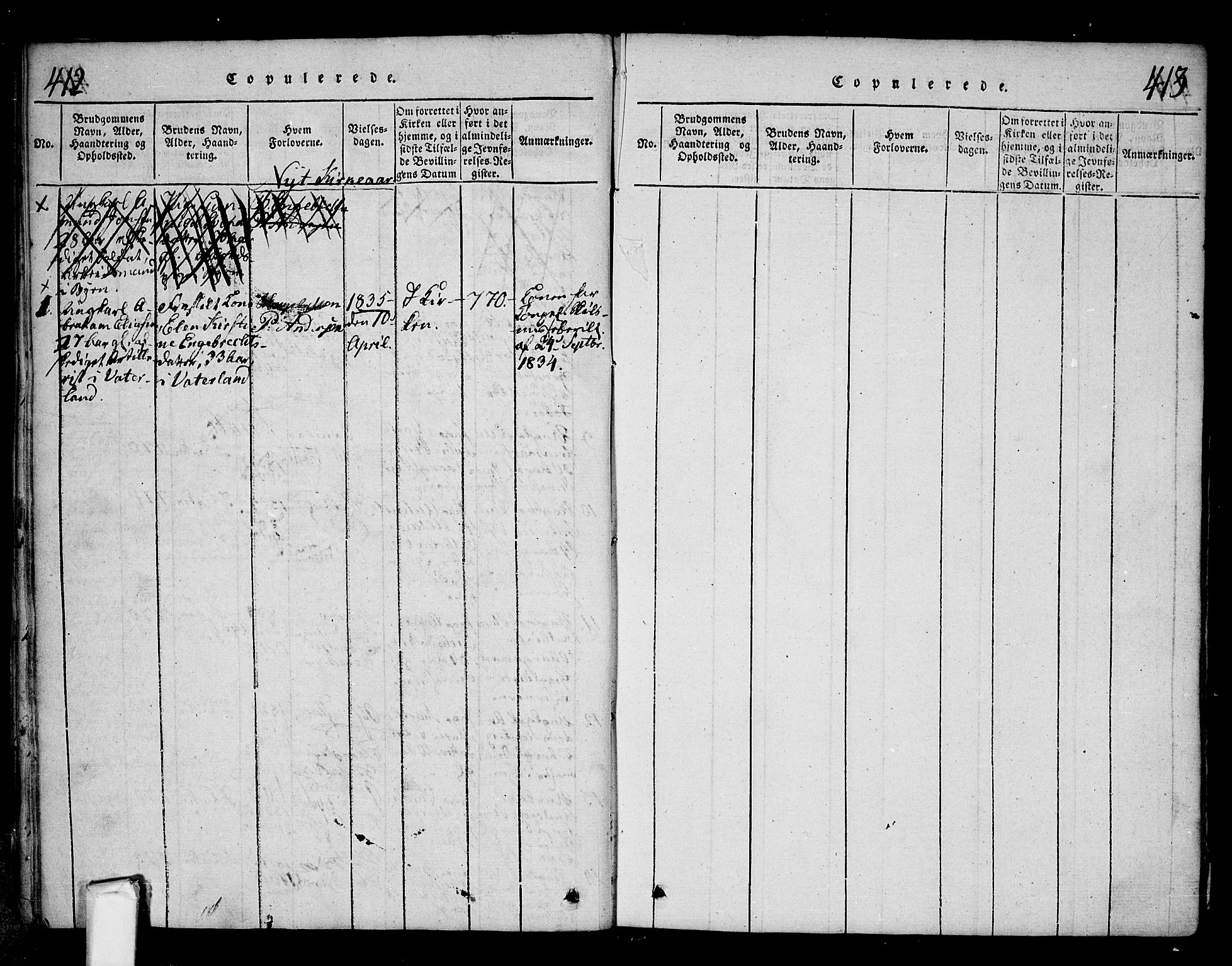 Fredrikstad prestekontor Kirkebøker, SAO/A-11082/F/Fa/L0004: Parish register (official) no. 4, 1816-1834, p. 412-413