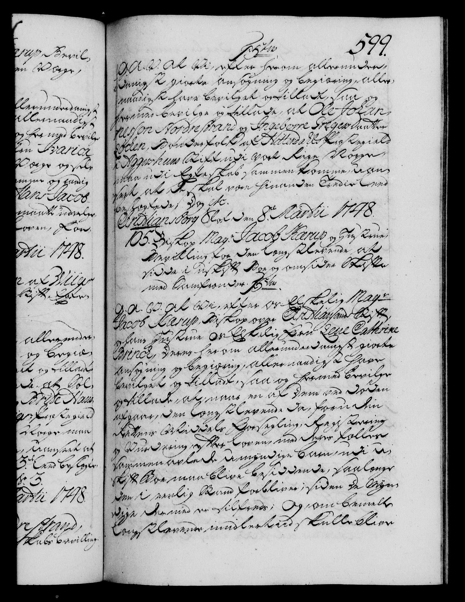 Danske Kanselli 1572-1799, AV/RA-EA-3023/F/Fc/Fca/Fcaa/L0035: Norske registre, 1746-1748, p. 599a