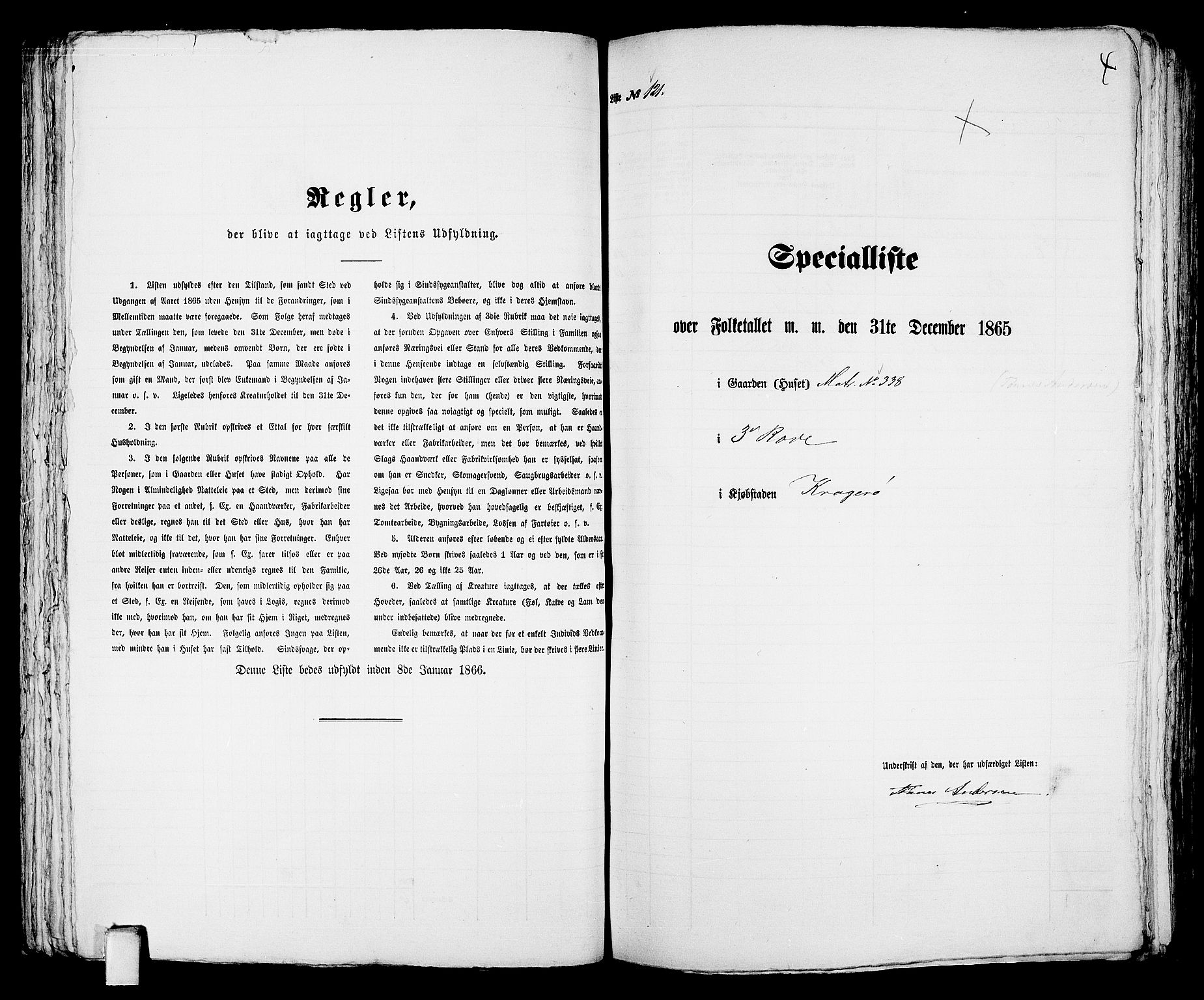 RA, 1865 census for Kragerø/Kragerø, 1865, p. 251