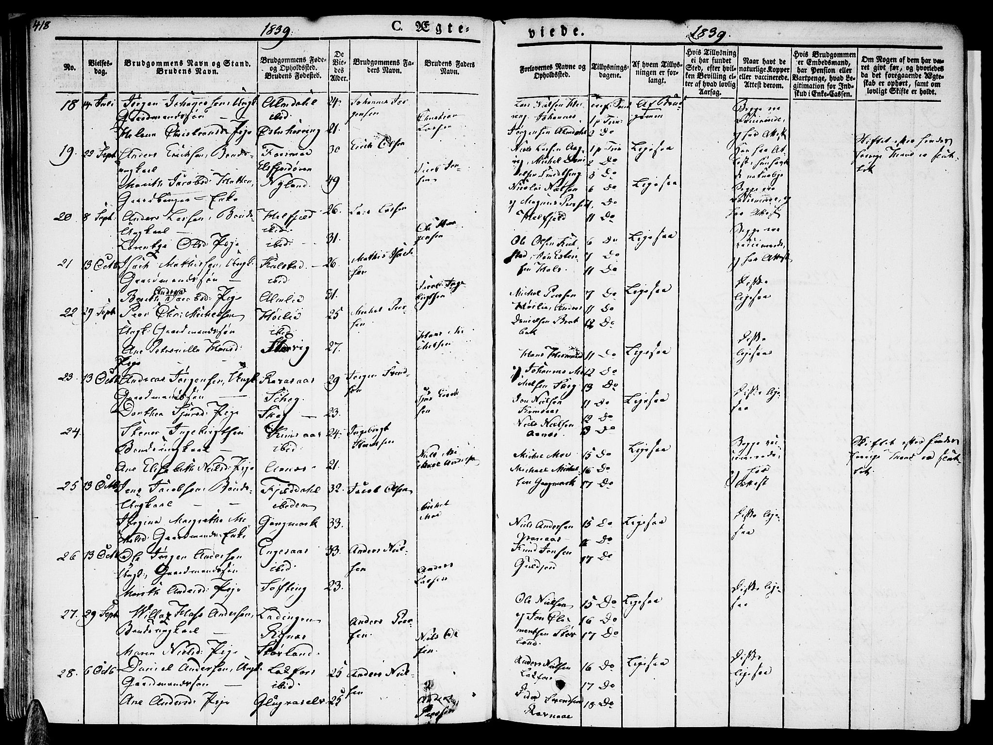 Ministerialprotokoller, klokkerbøker og fødselsregistre - Nordland, AV/SAT-A-1459/820/L0290: Parish register (official) no. 820A11, 1826-1845, p. 418