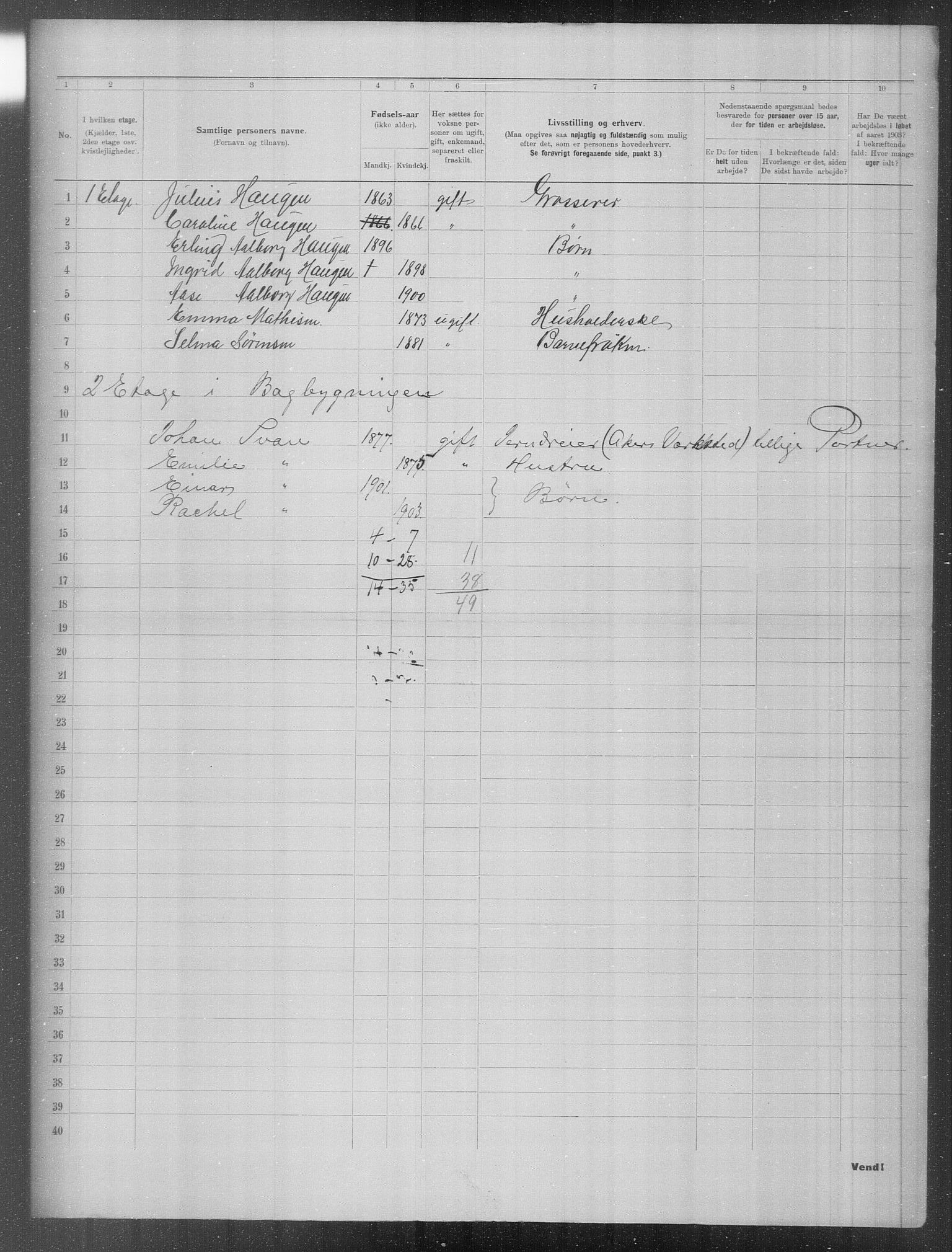 OBA, Municipal Census 1903 for Kristiania, 1903, p. 513