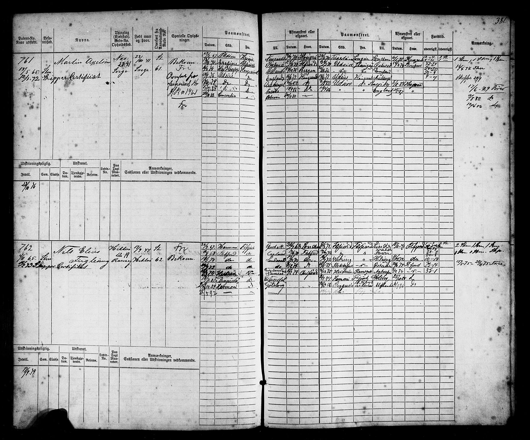 Flekkefjord mønstringskrets, AV/SAK-2031-0018/F/Fb/L0008: Hovedrulle nr 1-770, Æ-5, 1867-1900, p. 398