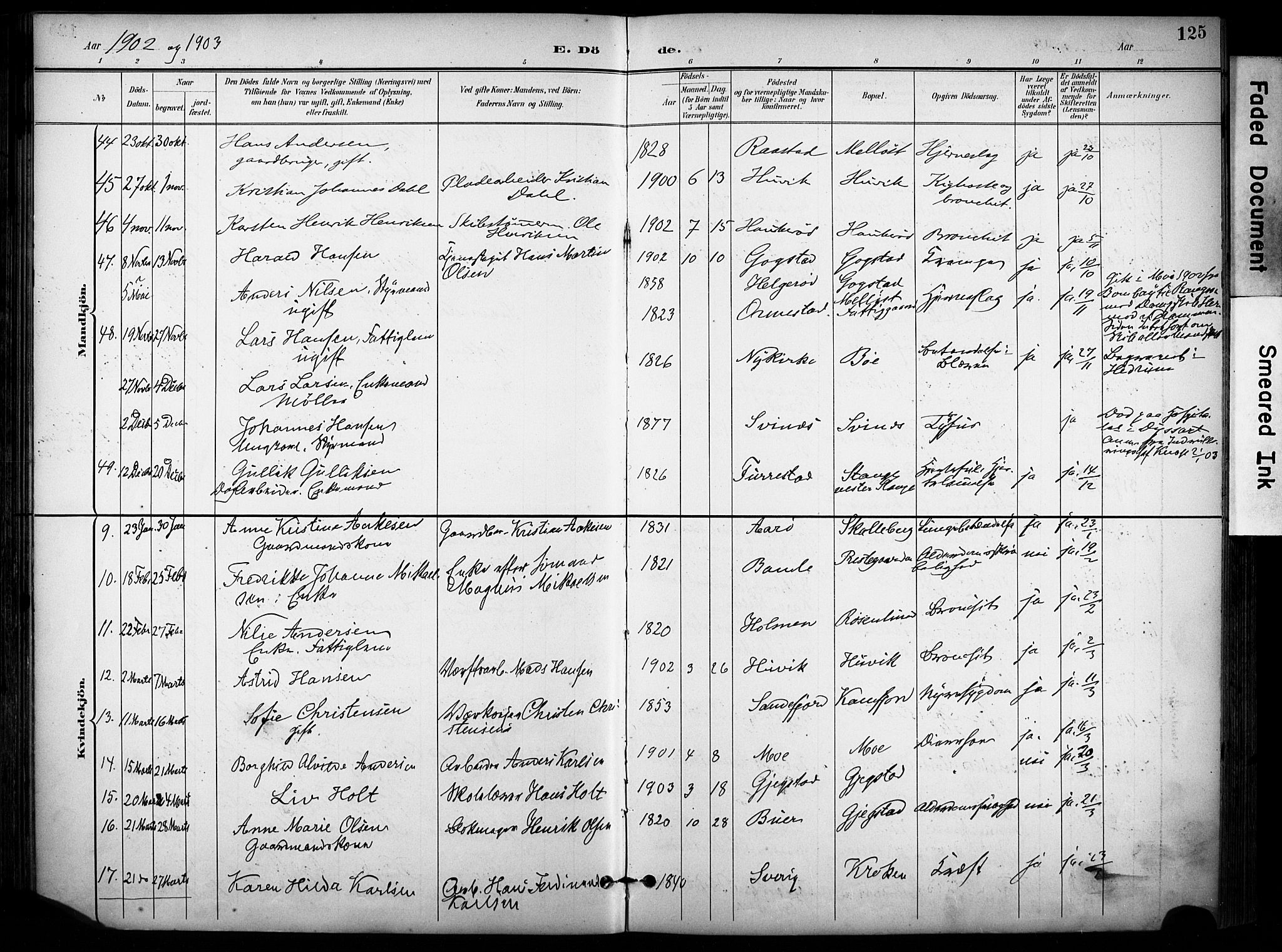 Sandar kirkebøker, SAKO/A-243/F/Fa/L0015: Parish register (official) no. 15, 1896-1907, p. 125