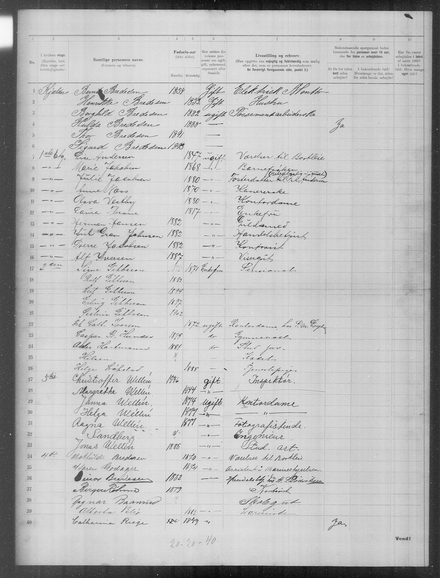 OBA, Municipal Census 1903 for Kristiania, 1903, p. 20395