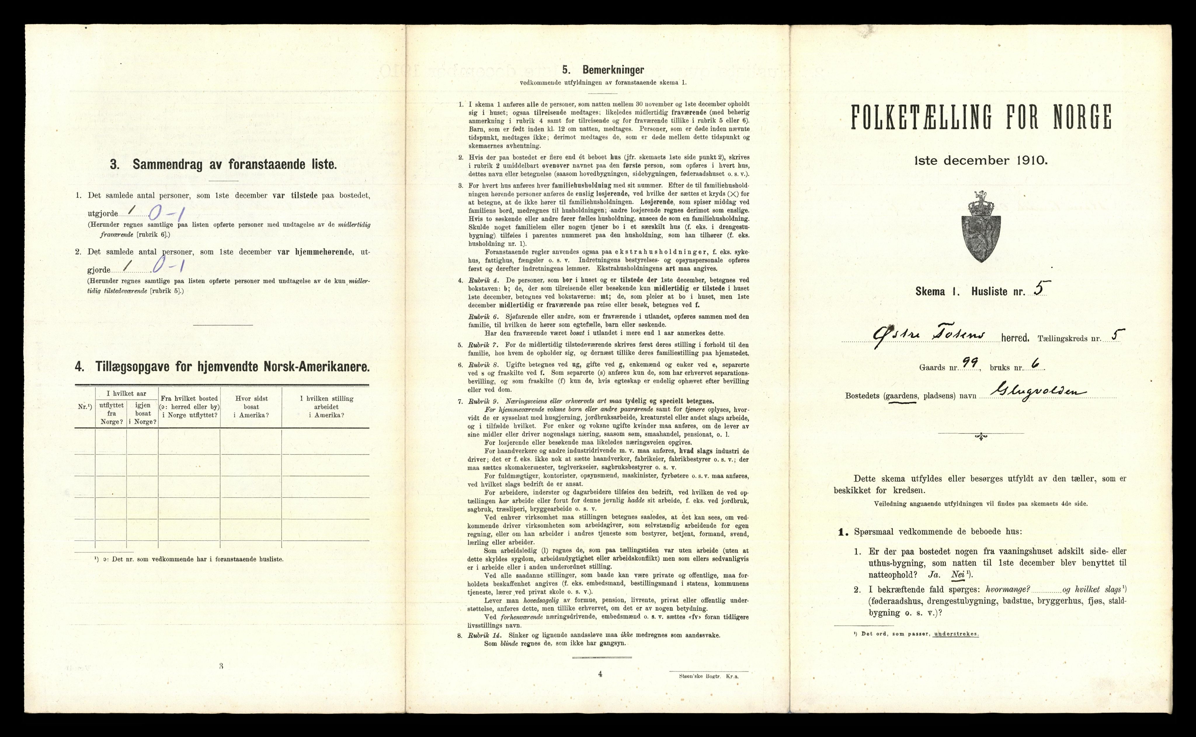 RA, 1910 census for Østre Toten, 1910, p. 1361