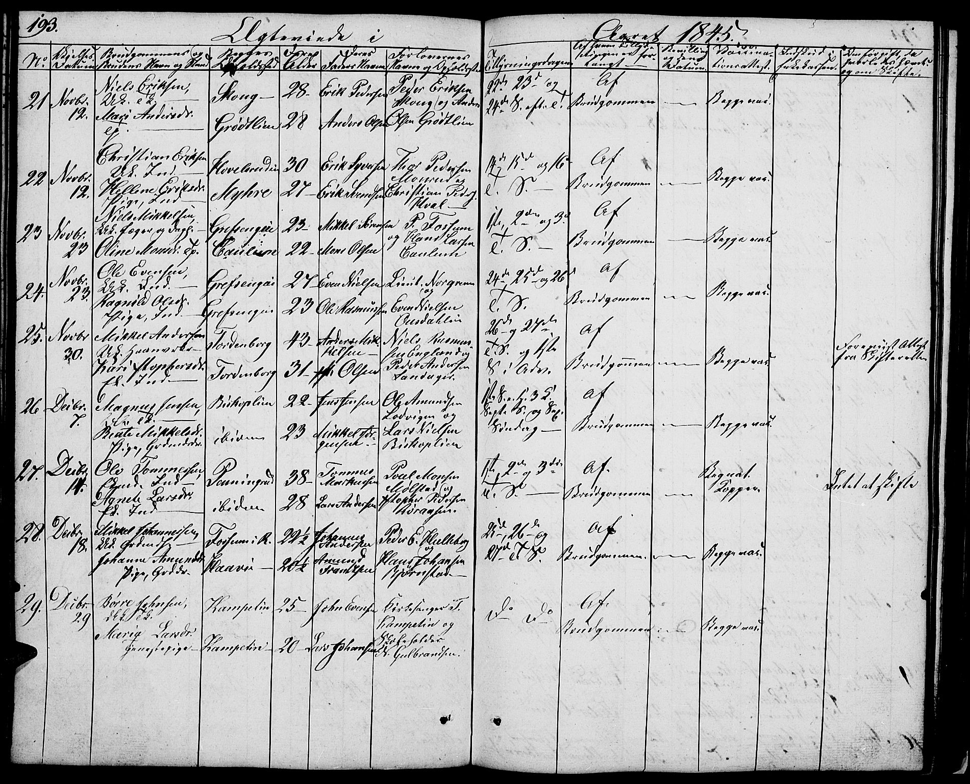 Nes prestekontor, Hedmark, AV/SAH-PREST-020/L/La/L0004: Parish register (copy) no. 4, 1832-1861, p. 193