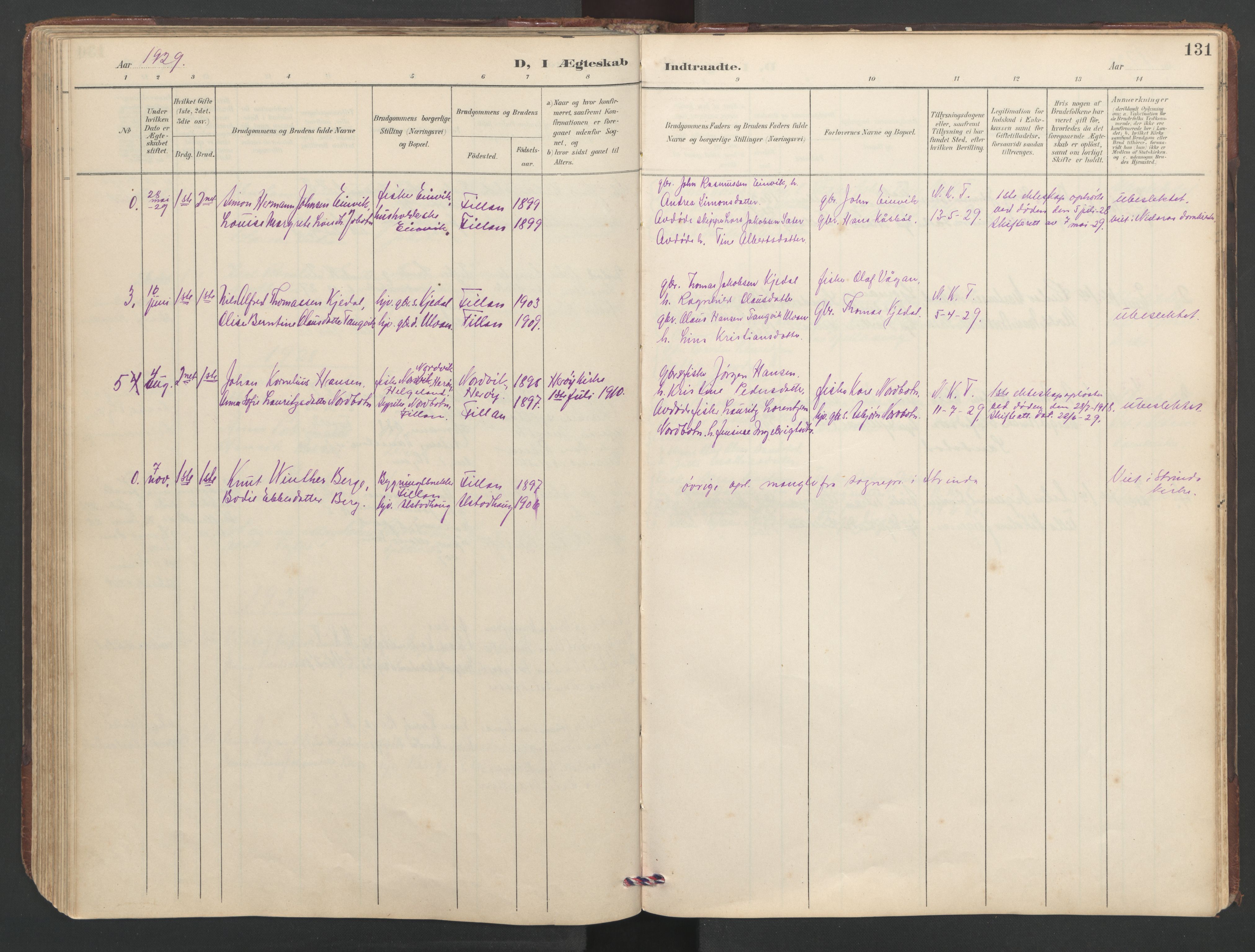 Ministerialprotokoller, klokkerbøker og fødselsregistre - Sør-Trøndelag, AV/SAT-A-1456/638/L0571: Parish register (copy) no. 638C03, 1901-1930, p. 131