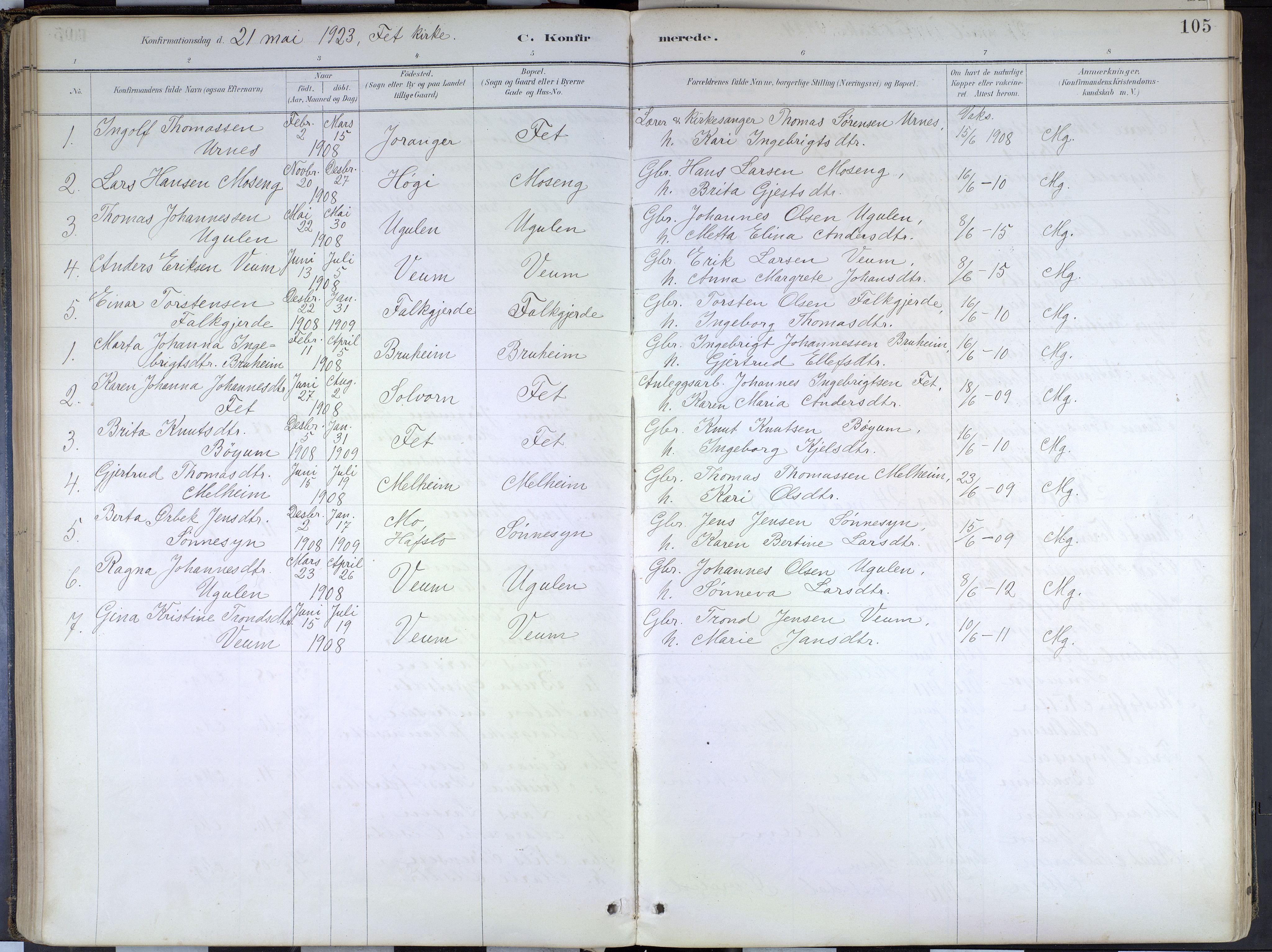 Hafslo sokneprestembete, SAB/A-80301/H/Haa/Haad/L0001: Parish register (official) no. D 1, 1886-1934, p. 105