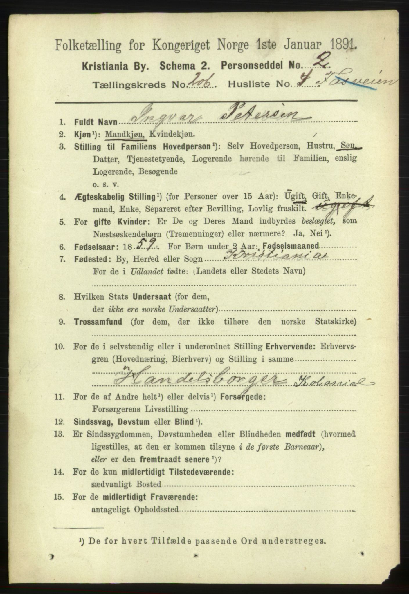 RA, 1891 census for 0301 Kristiania, 1891, p. 123975