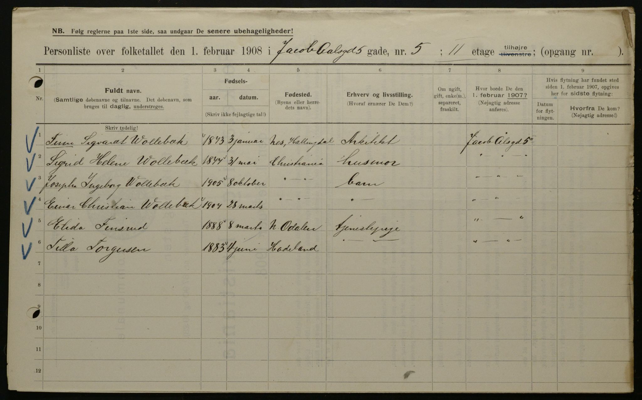 OBA, Municipal Census 1908 for Kristiania, 1908, p. 40140