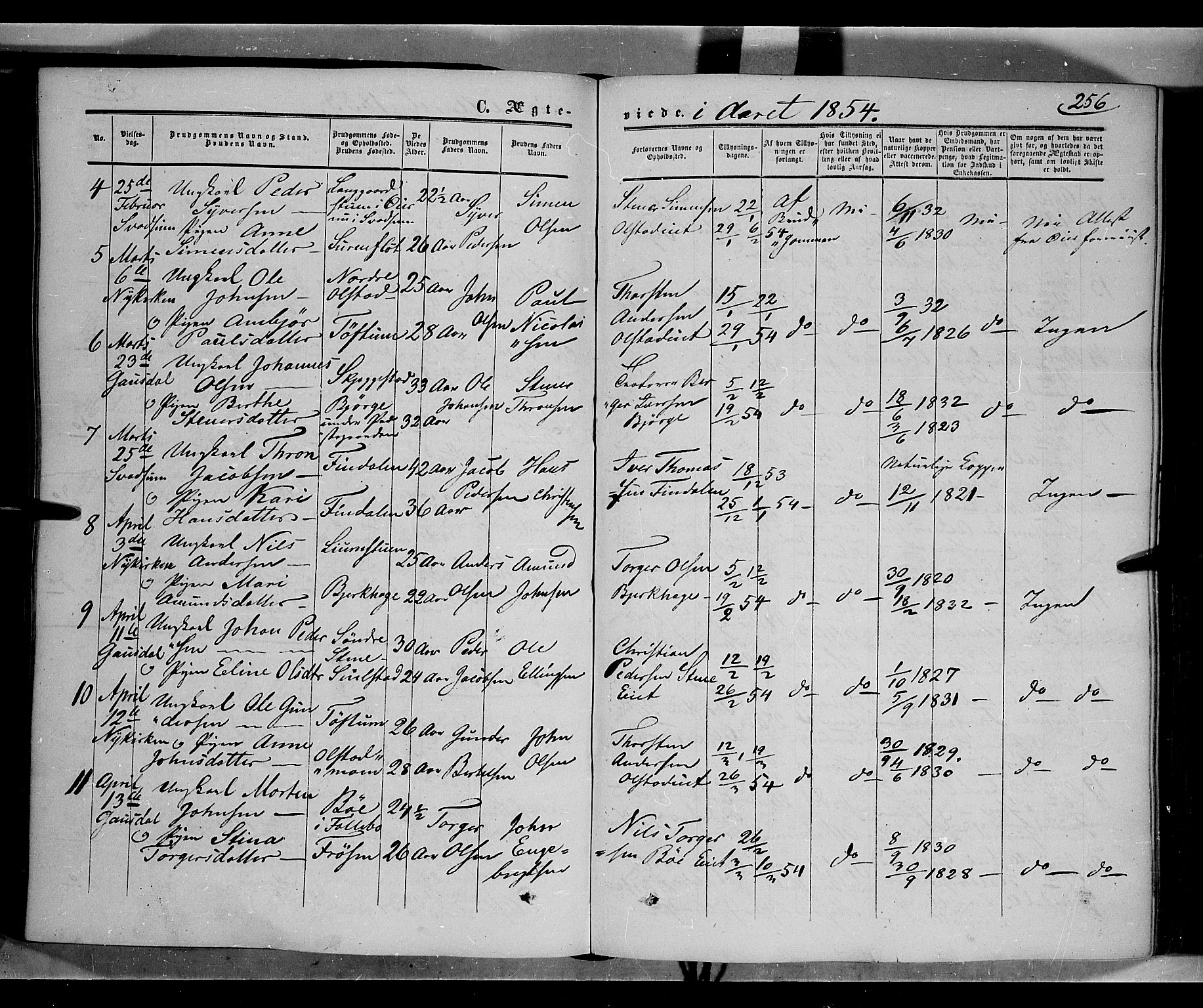 Gausdal prestekontor, SAH/PREST-090/H/Ha/Haa/L0008: Parish register (official) no. 8, 1850-1861, p. 256