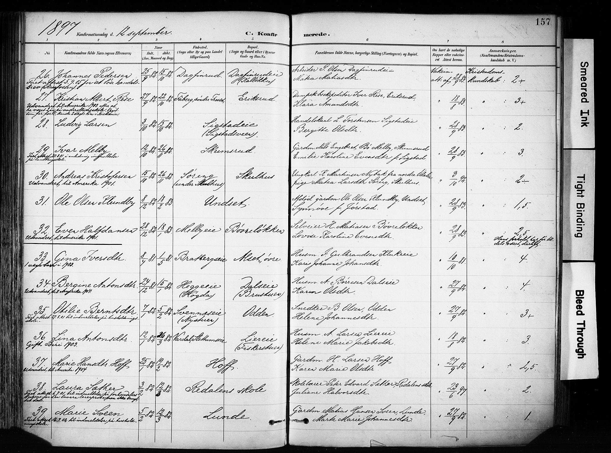 Biri prestekontor, AV/SAH-PREST-096/H/Ha/Haa/L0009: Parish register (official) no. 9, 1887-1900, p. 157