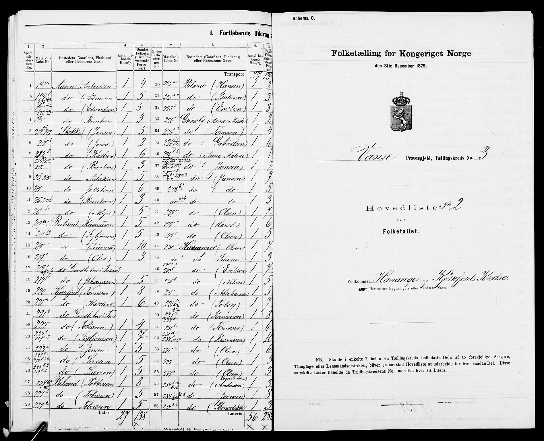 SAK, 1875 census for 1041L Vanse/Vanse og Farsund, 1875, p. 60