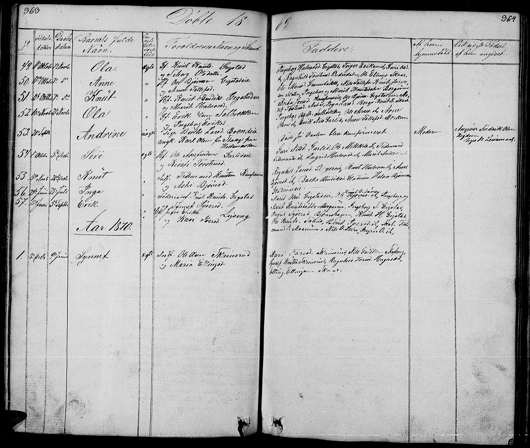 Nord-Aurdal prestekontor, SAH/PREST-132/H/Ha/Hab/L0001: Parish register (copy) no. 1, 1834-1887, p. 363-364