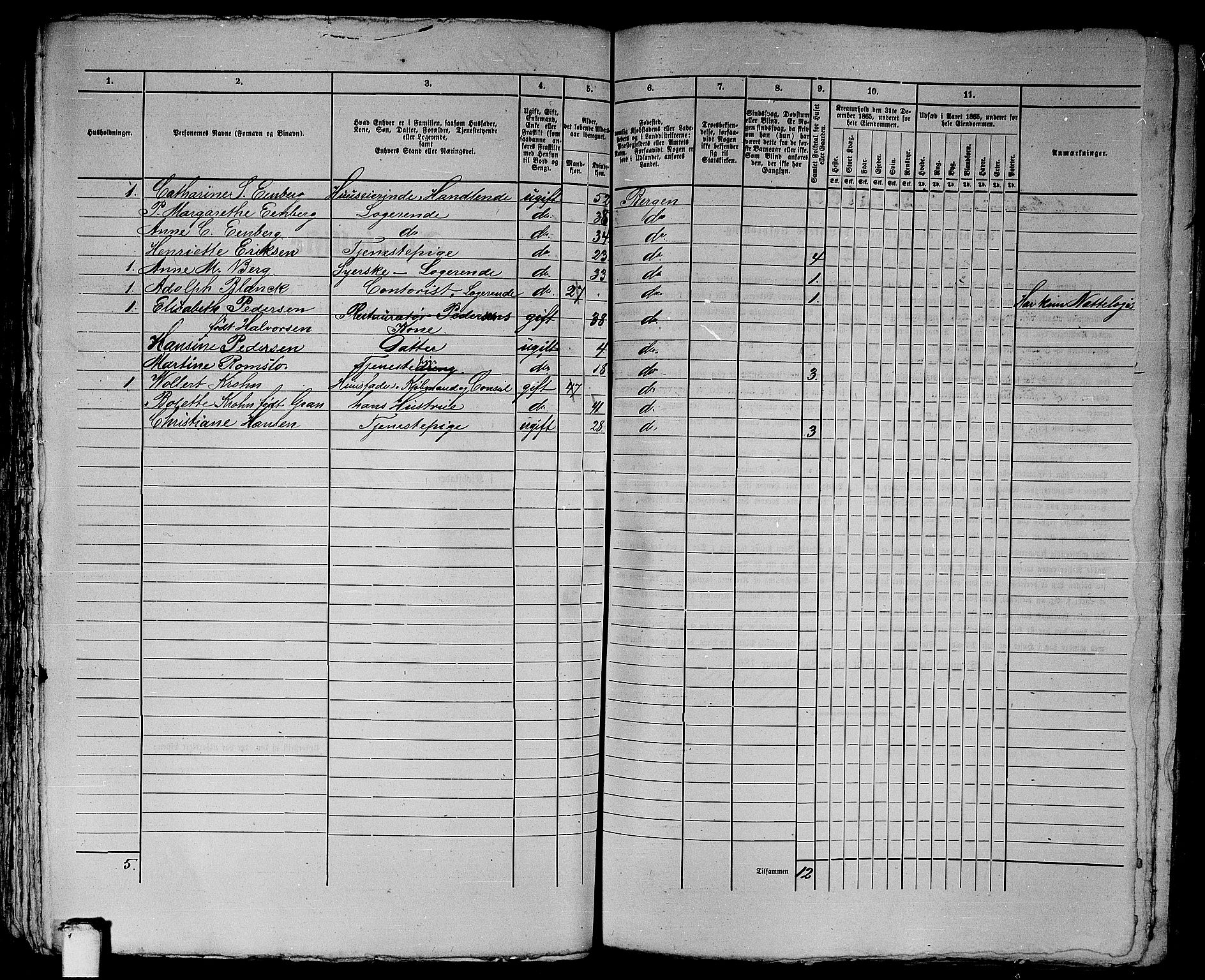 RA, 1865 census for Bergen, 1865, p. 3253