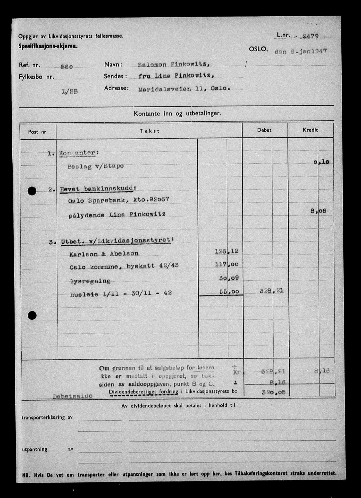 Justisdepartementet, Tilbakeføringskontoret for inndratte formuer, AV/RA-S-1564/H/Hc/Hcc/L0969: --, 1945-1947, p. 248