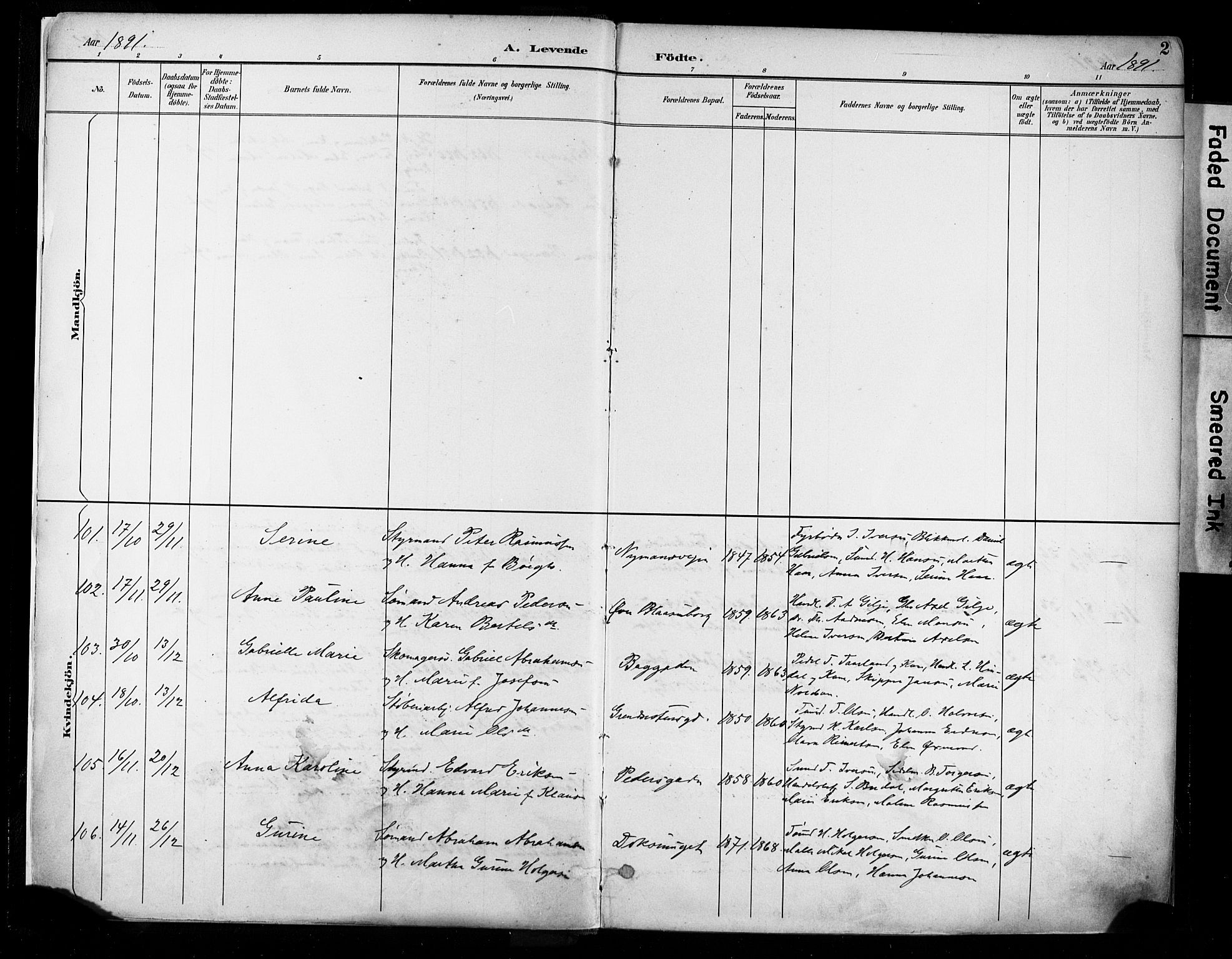 St. Johannes sokneprestkontor, AV/SAST-A-101814/001/30/30BA/L0004: Parish register (official) no. A 4, 1891-1899, p. 2