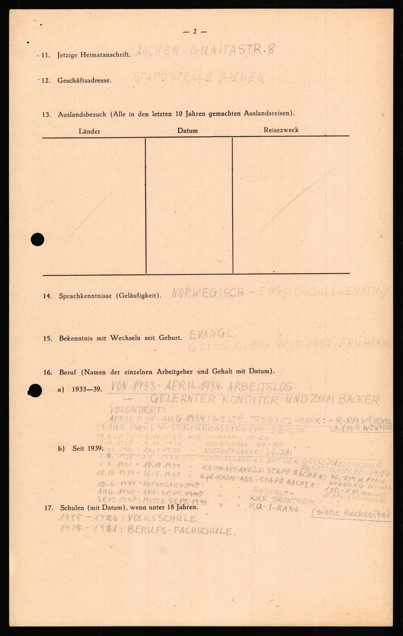 Forsvaret, Forsvarets overkommando II, AV/RA-RAFA-3915/D/Db/L0021: CI Questionaires. Tyske okkupasjonsstyrker i Norge. Tyskere., 1945-1946, p. 351